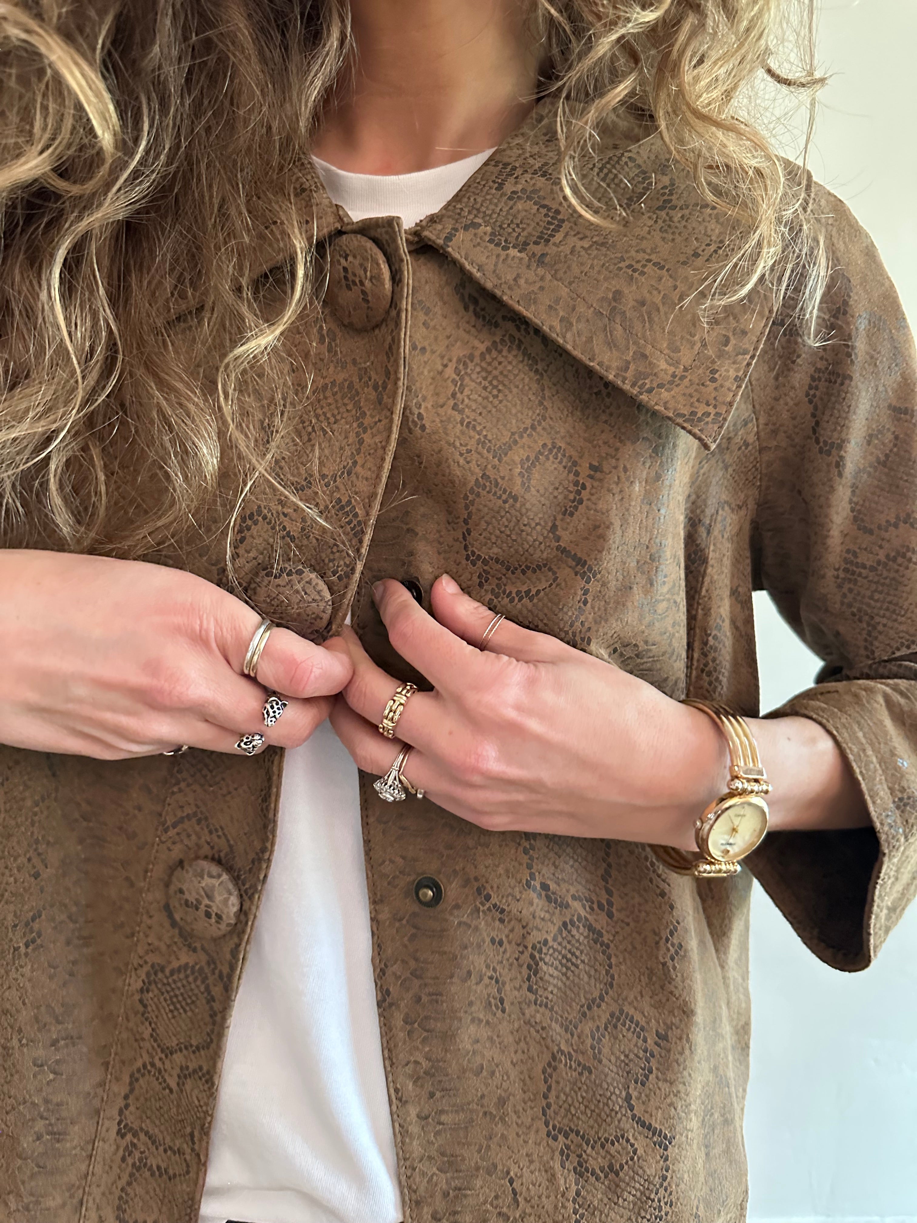 Deadstock Snake Print Leather Jacket