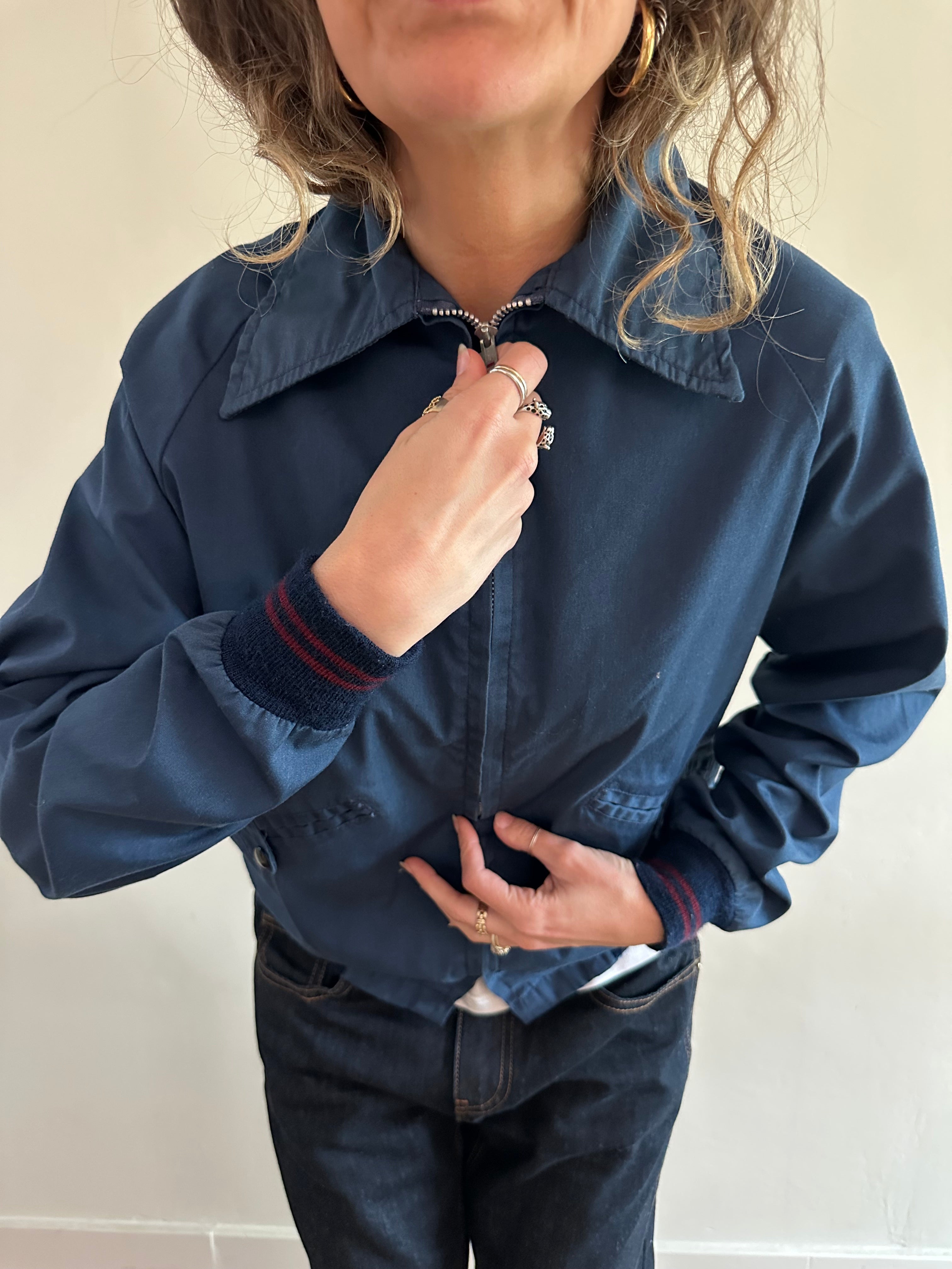 70s Sears Navy Zip Dagger Collar Jacket – Lunch Break