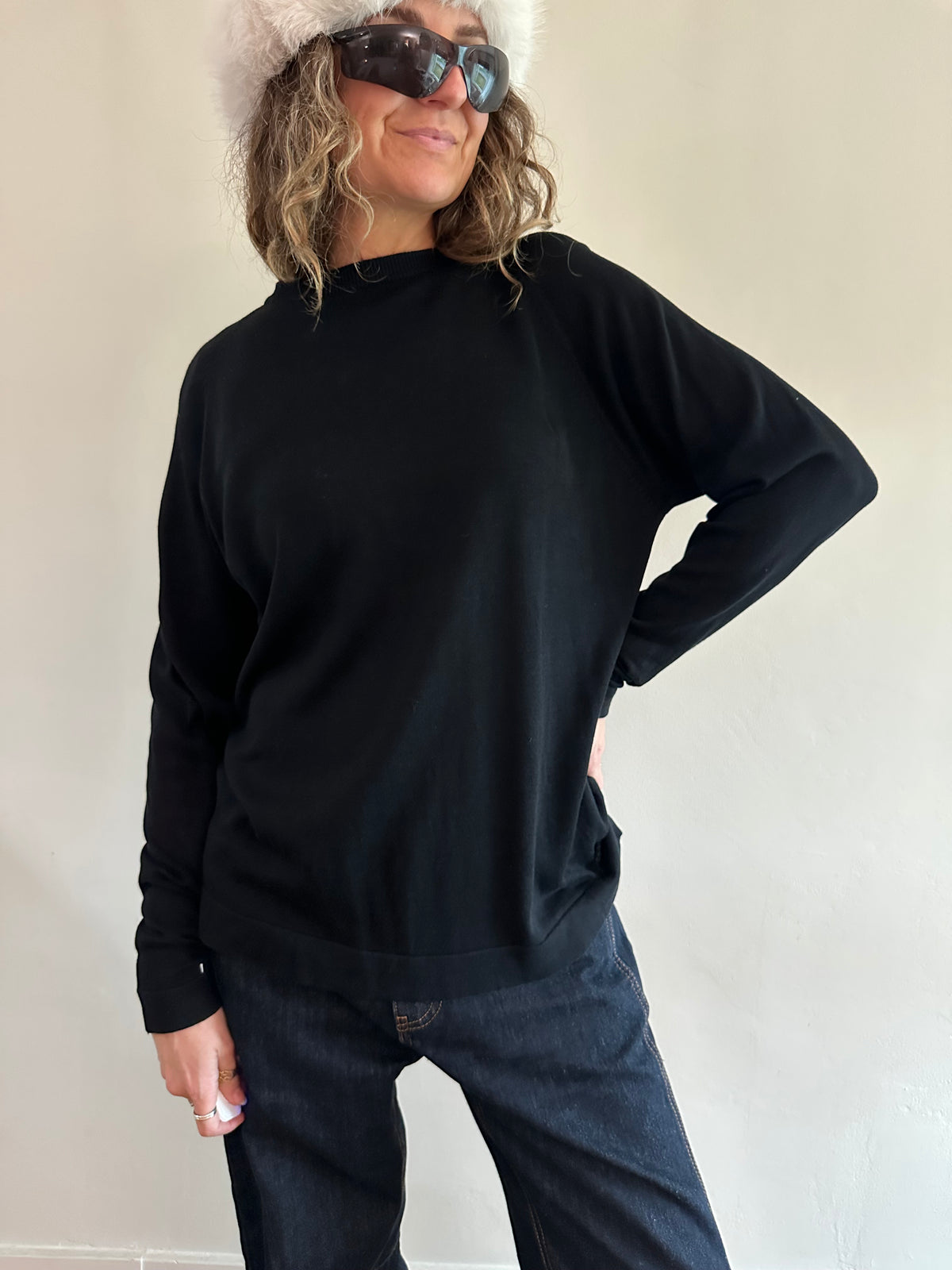 Perry Ellis Black Knit Top