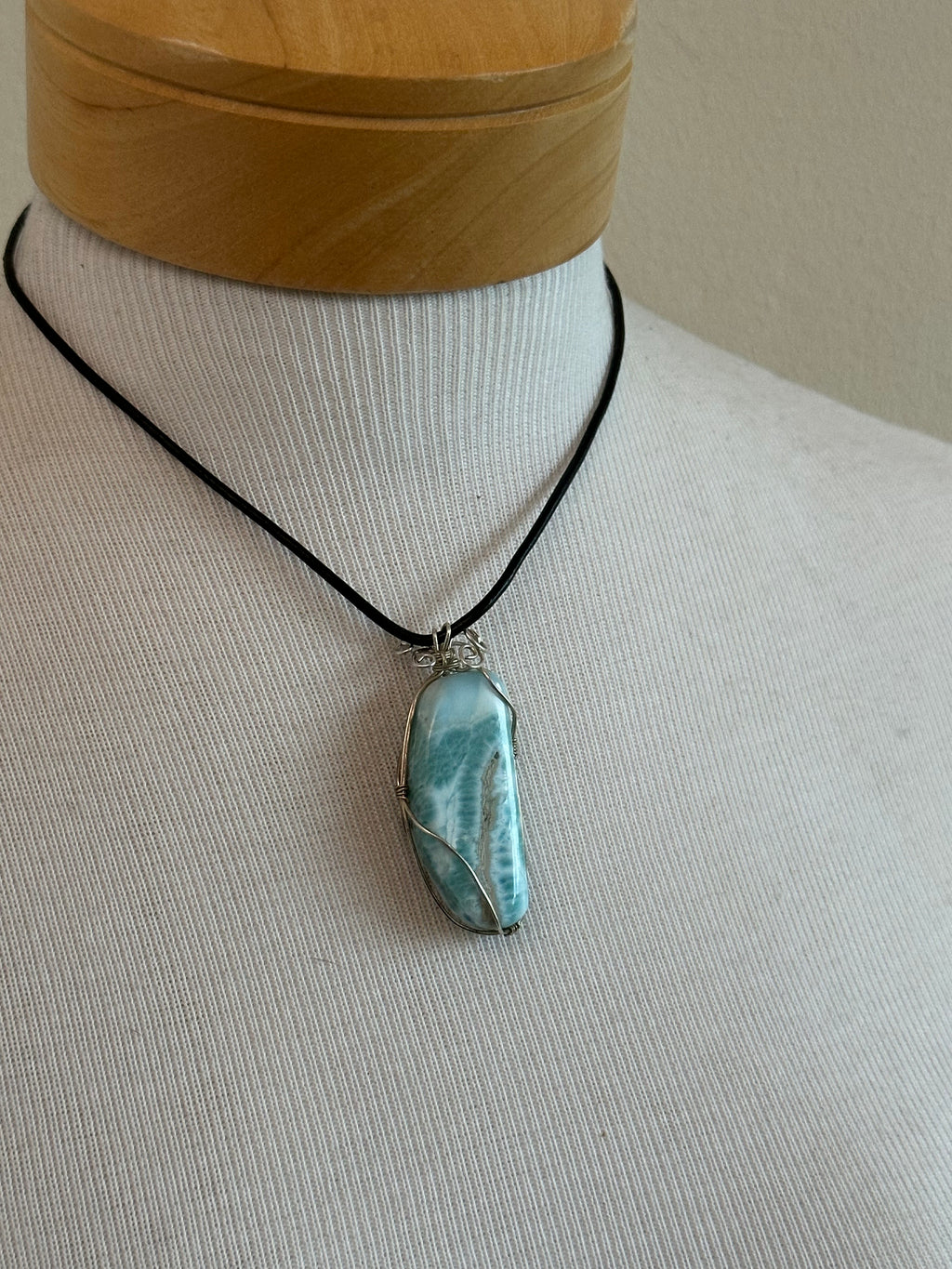 Larimar Wire-Wrapped Stone Necklace