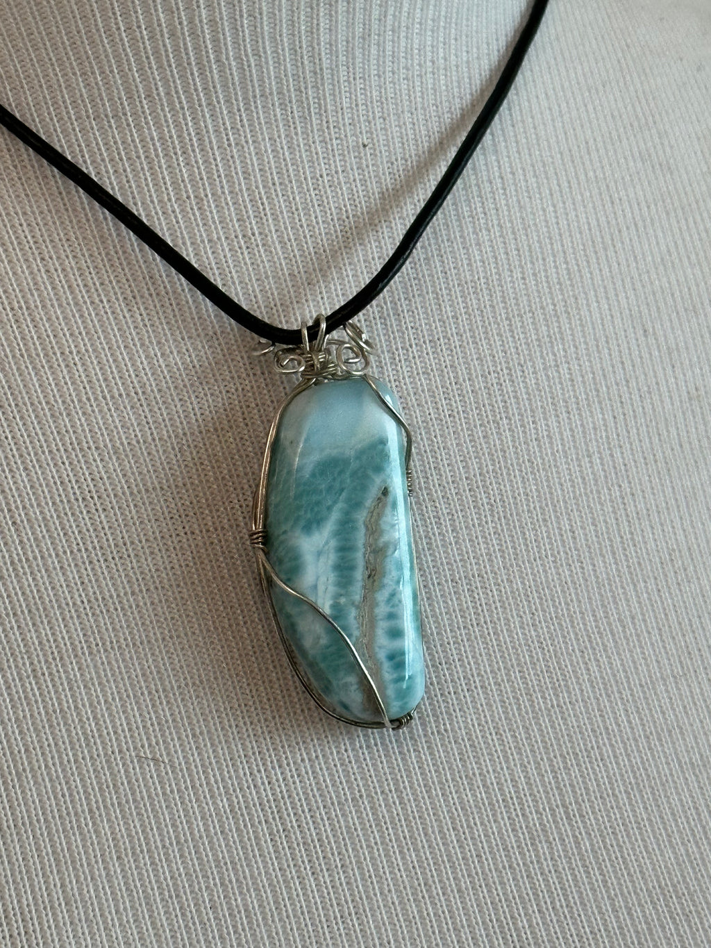 Larimar Wire-Wrapped Stone Necklace