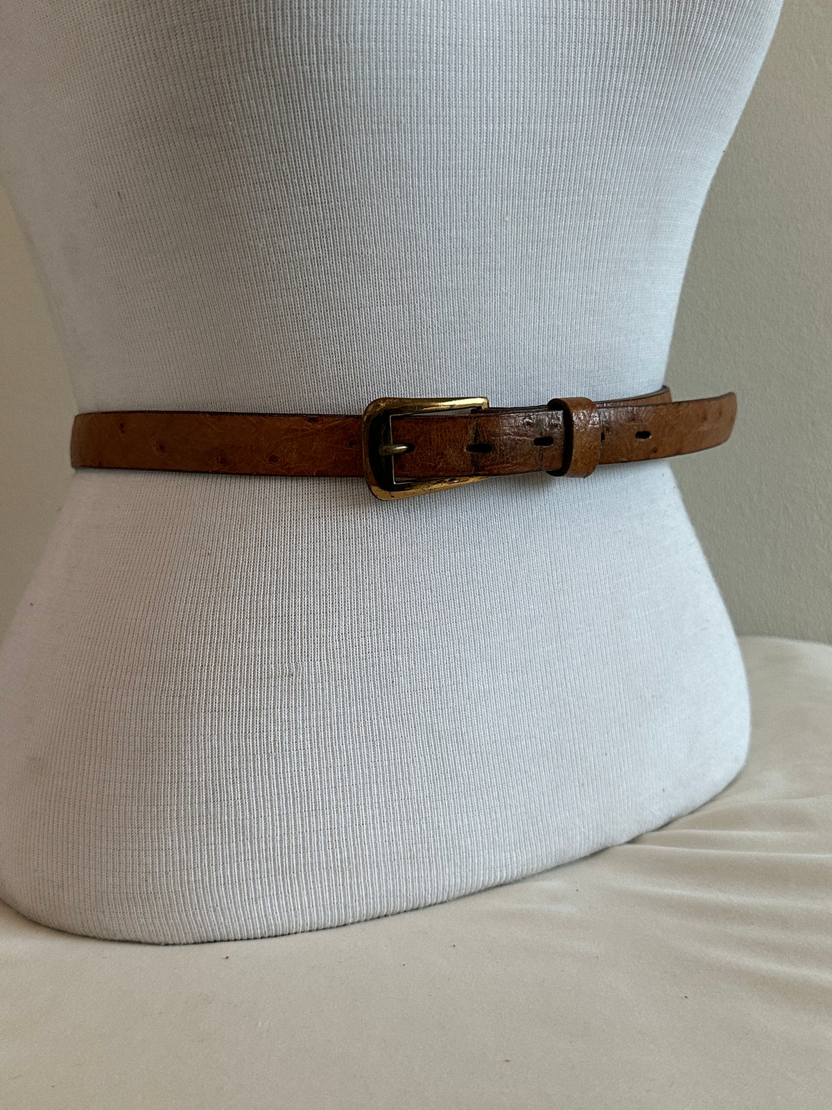 Ostrich on Cowhide Leather Belt