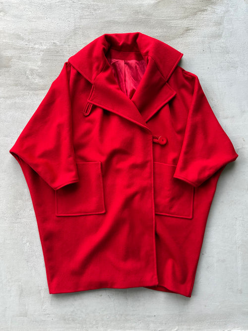 Saks Fifth Avenue Oversized Batwing Red Coat