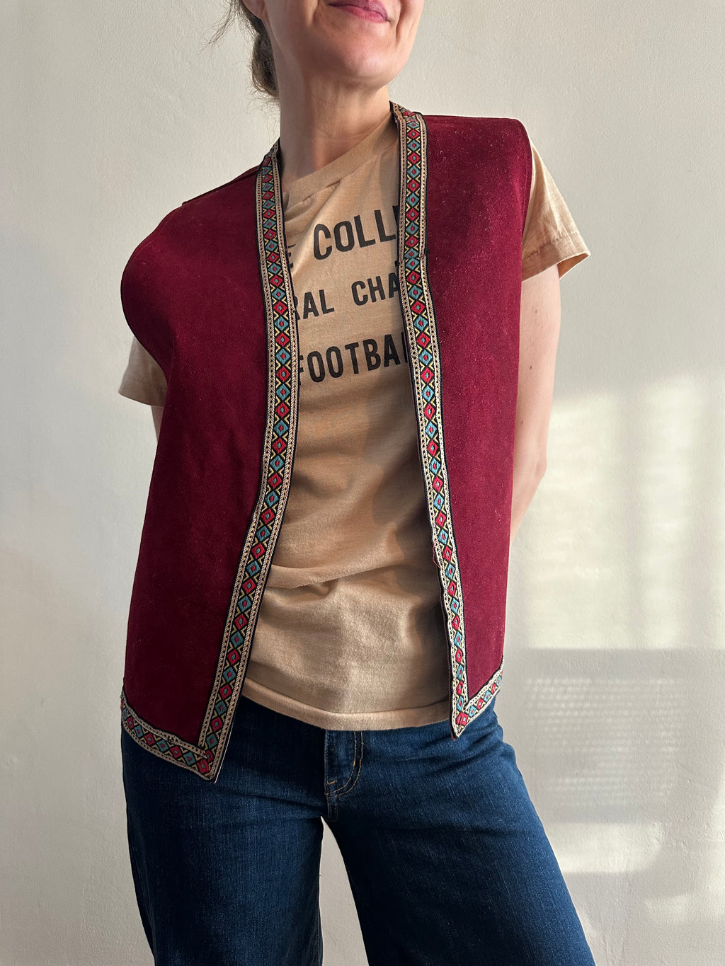 Vintage Suede Trimmed Vest