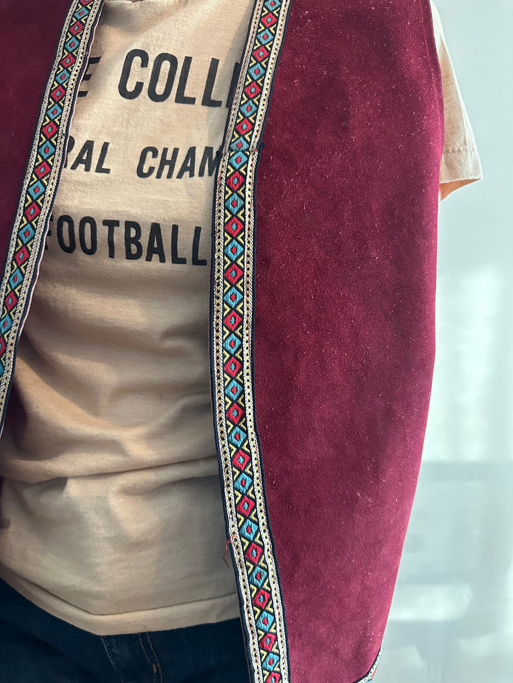 Vintage Suede Trimmed Vest