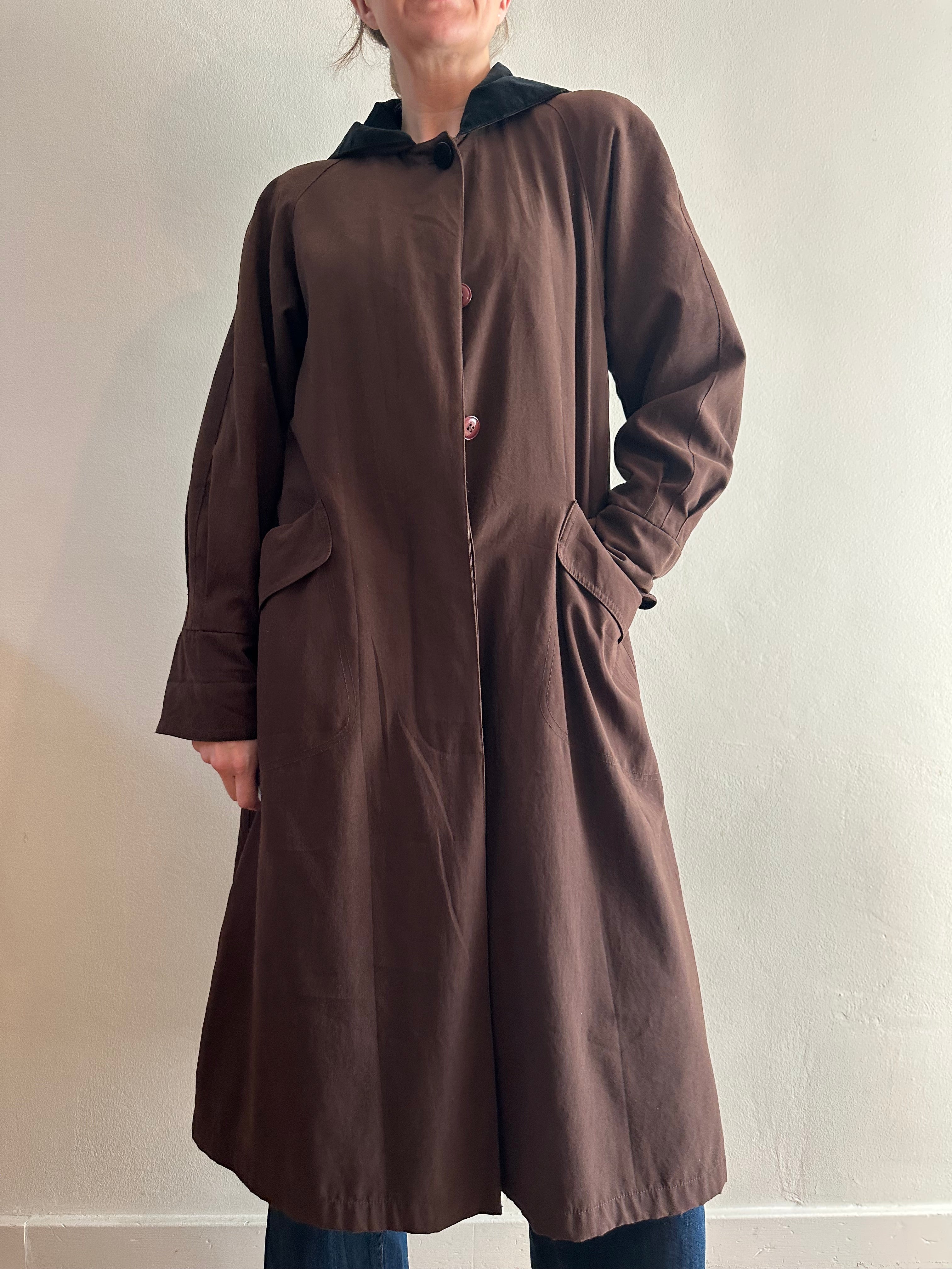 Chocolate Brown Hooded Trench Coat