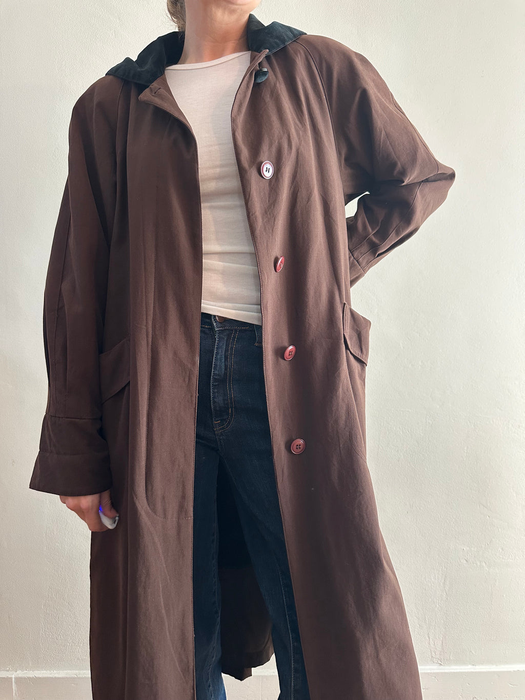 Chocolate Brown Hooded Trench Coat