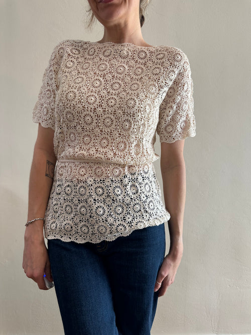 60s/70s Hand Crocheted Lace Top