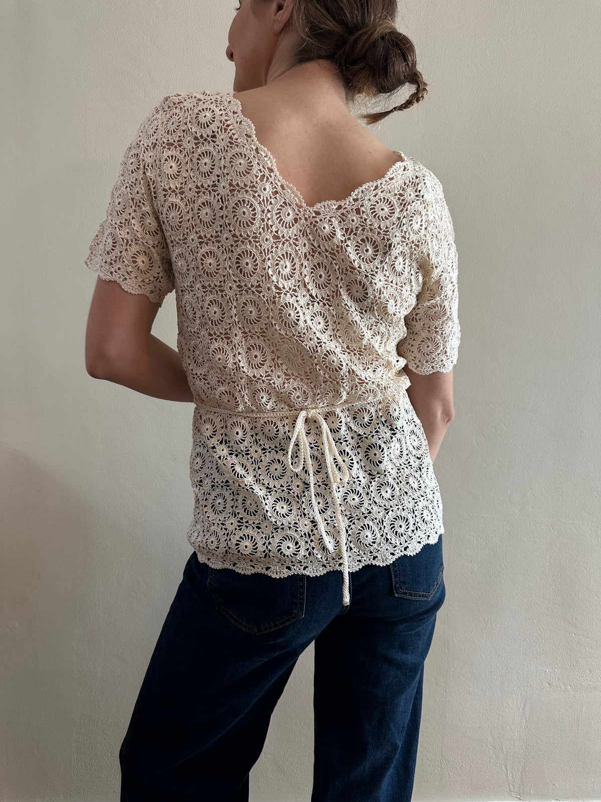 60s/70s Hand Crocheted Lace Top