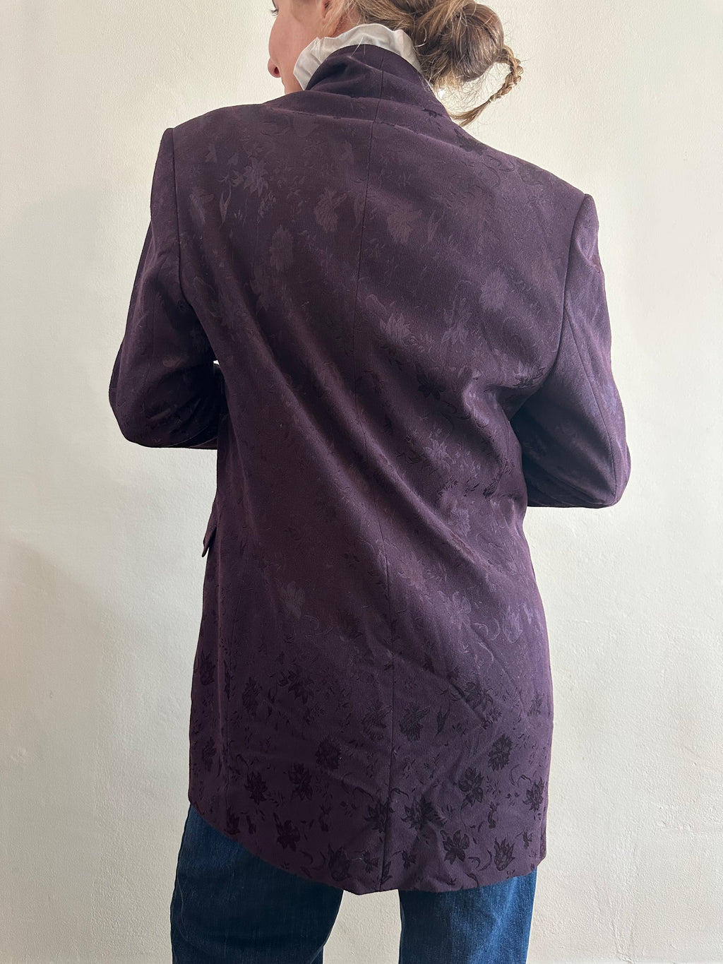 Eggplant Jacquard Floral Coat