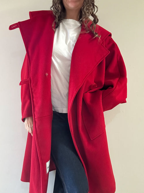Saks Fifth Avenue Oversized Batwing Red Coat
