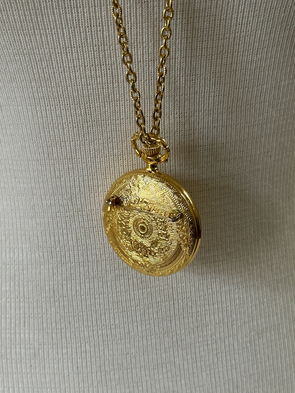 Vintage Gold Pocket Watch Pendant Necklace