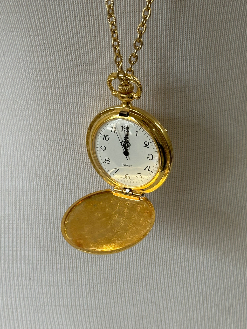 Vintage Gold Pocket Watch Pendant Necklace