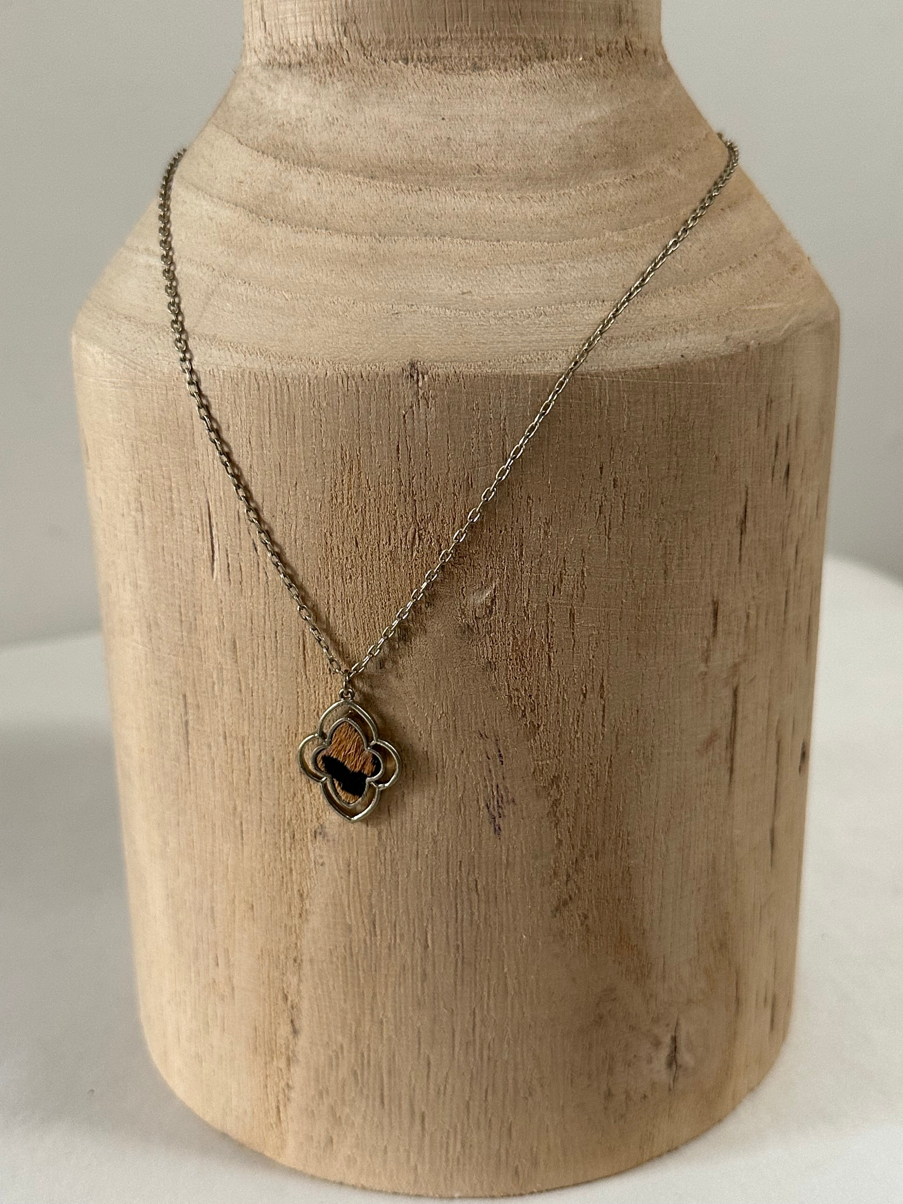 Animal Print Pony Hair Pendant Necklace