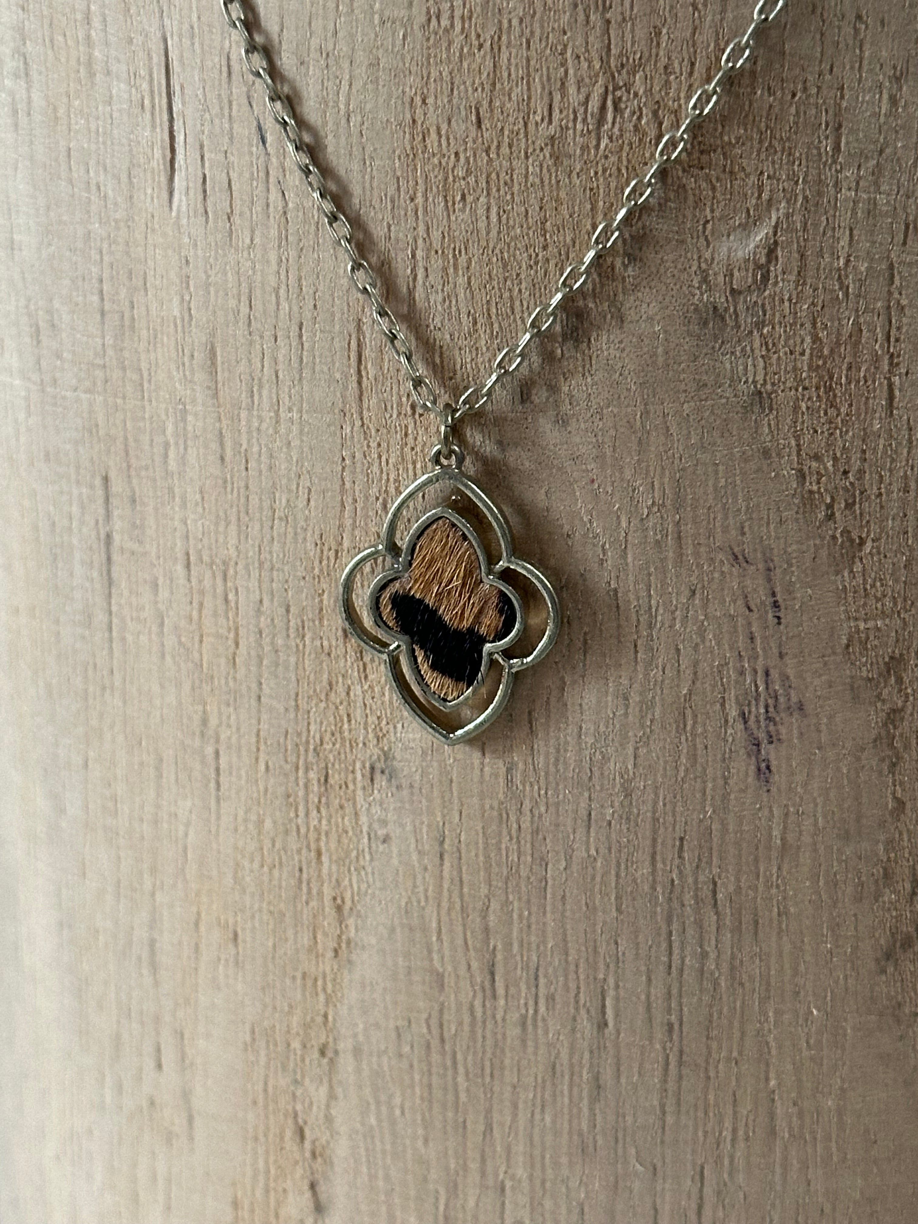 Animal Print Pony Hair Pendant Necklace