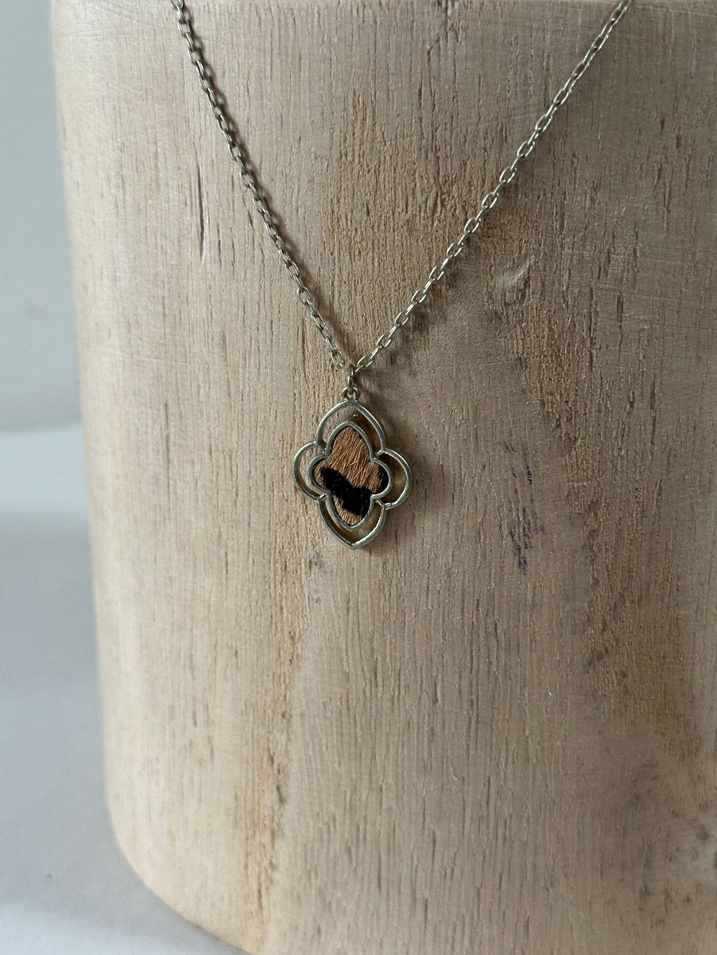 Animal Print Pony Hair Pendant Necklace