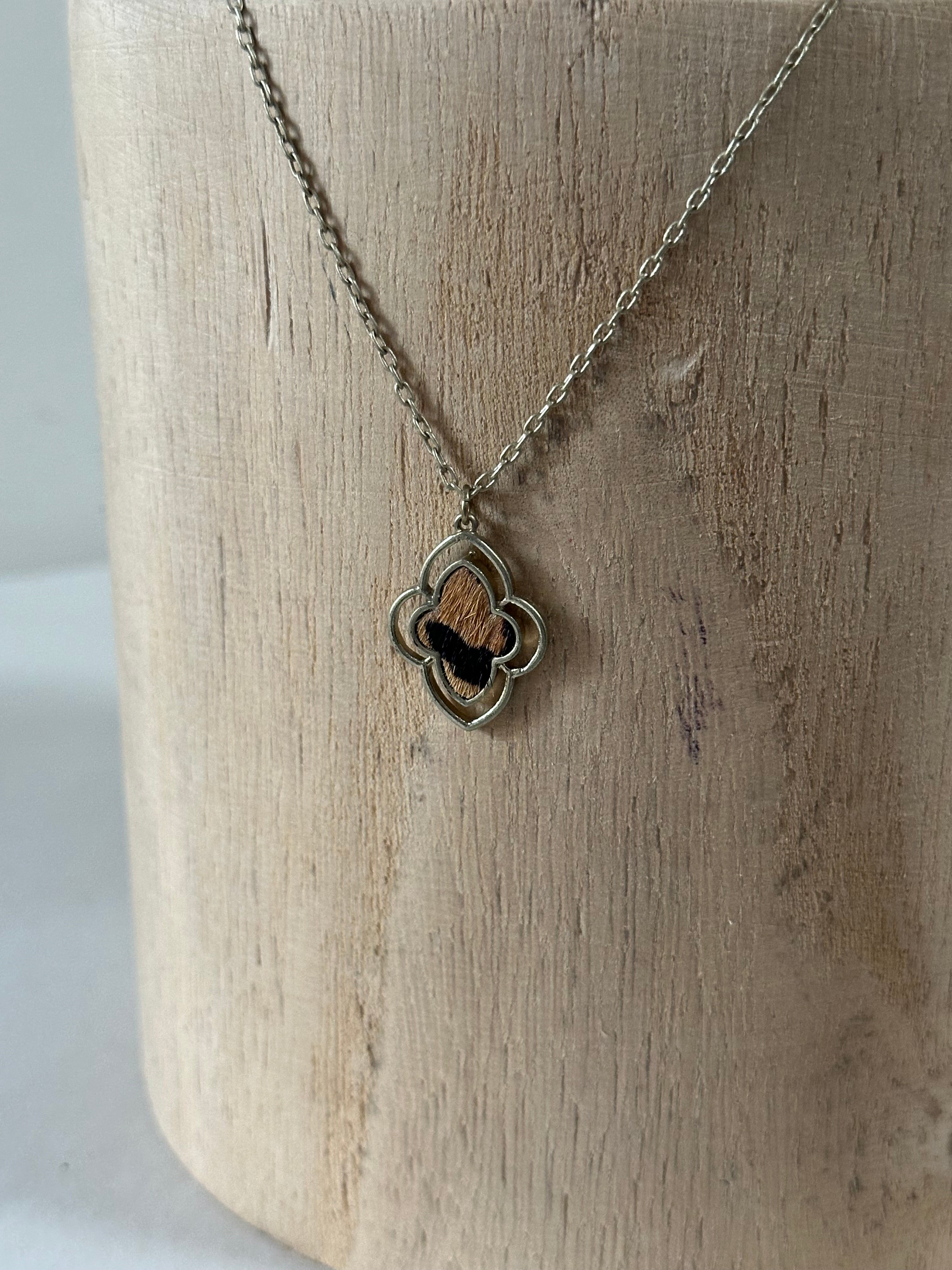 Animal Print Pony Hair Pendant Necklace