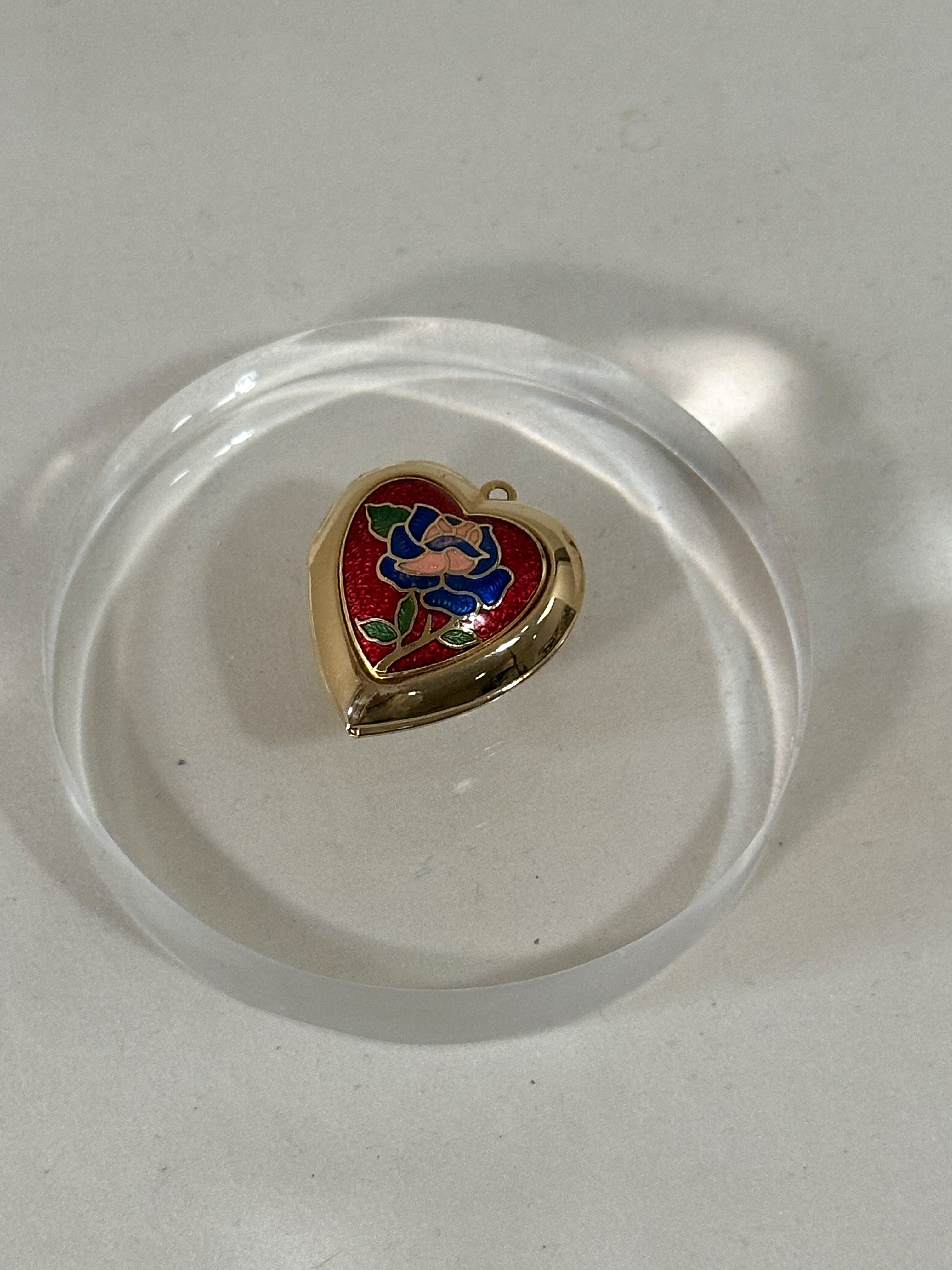 Cloisonne Enamel Rose Heart Locket