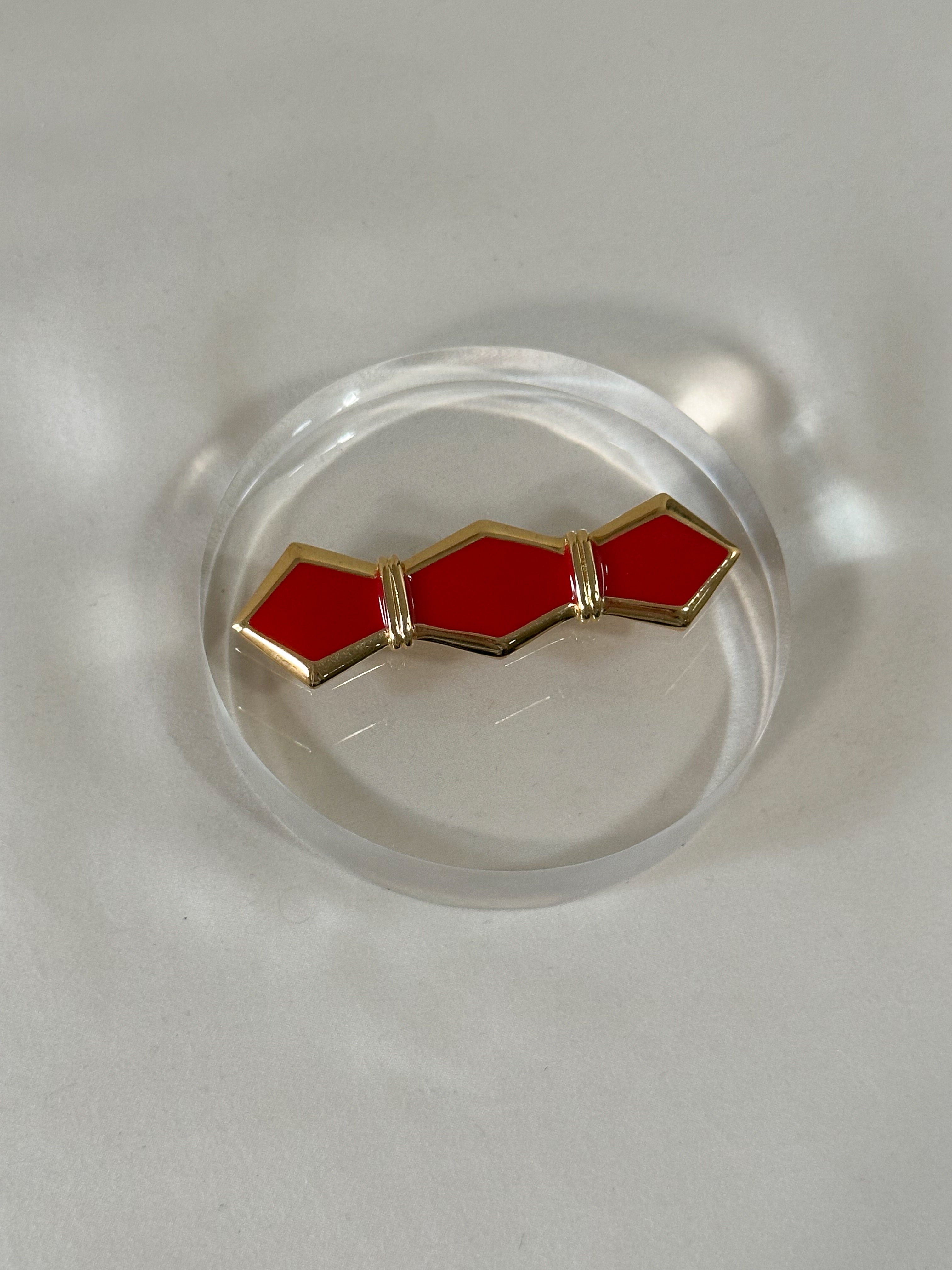 Monet Enamel Geometric Bar Brooch