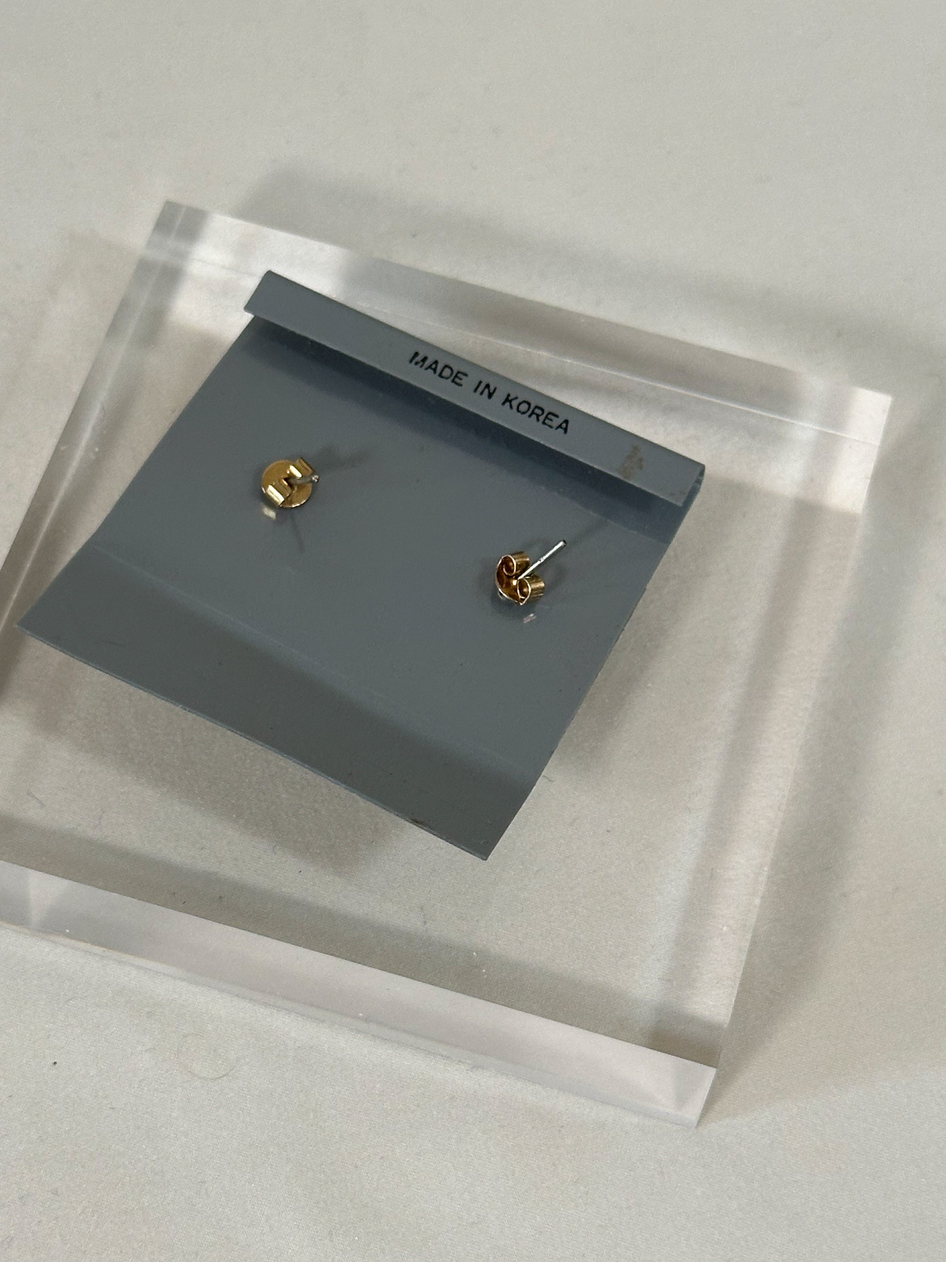 Red Enamel Gold Stud Earrings