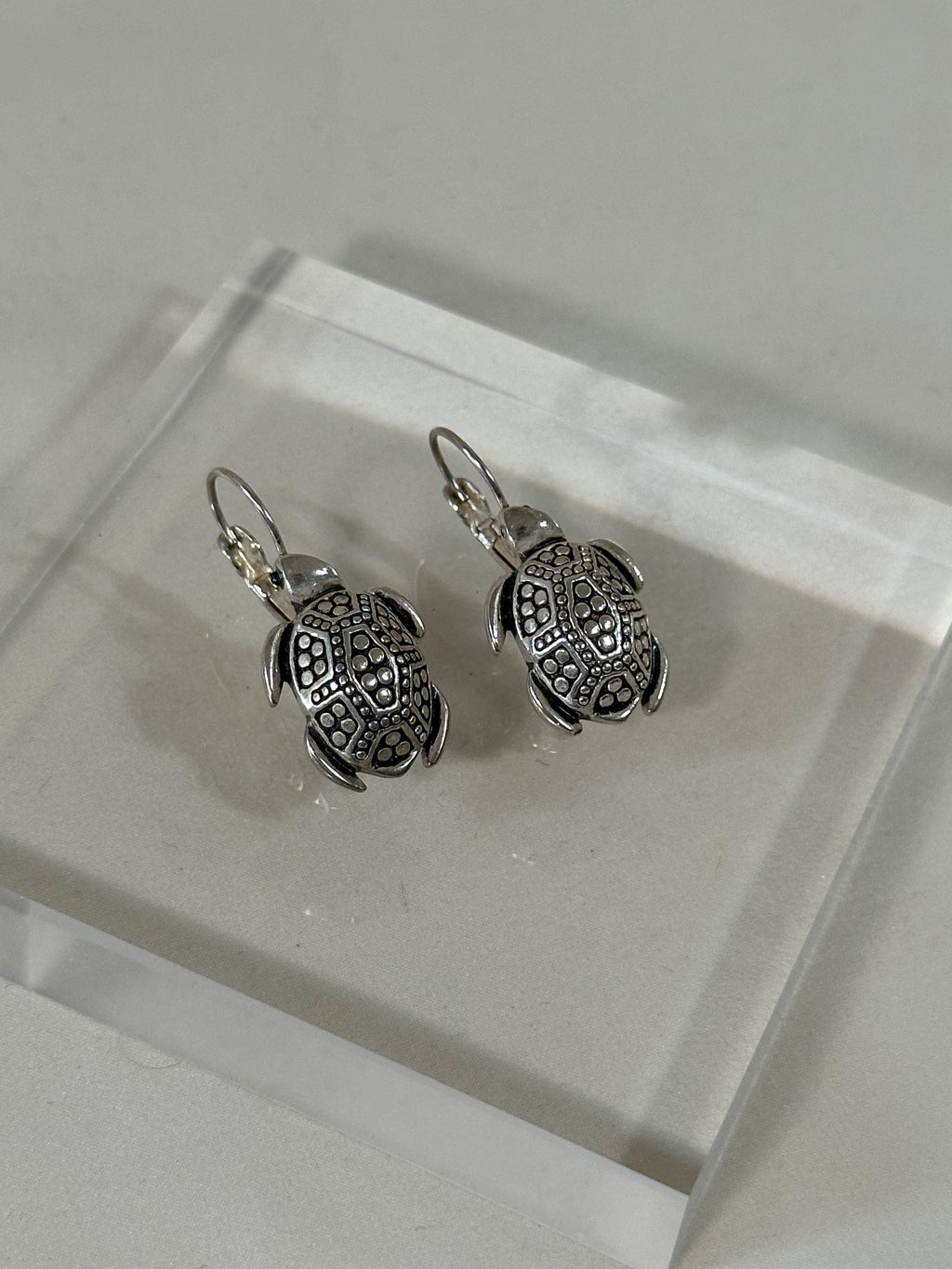 Silver-Tone Turtle Drop Earrings