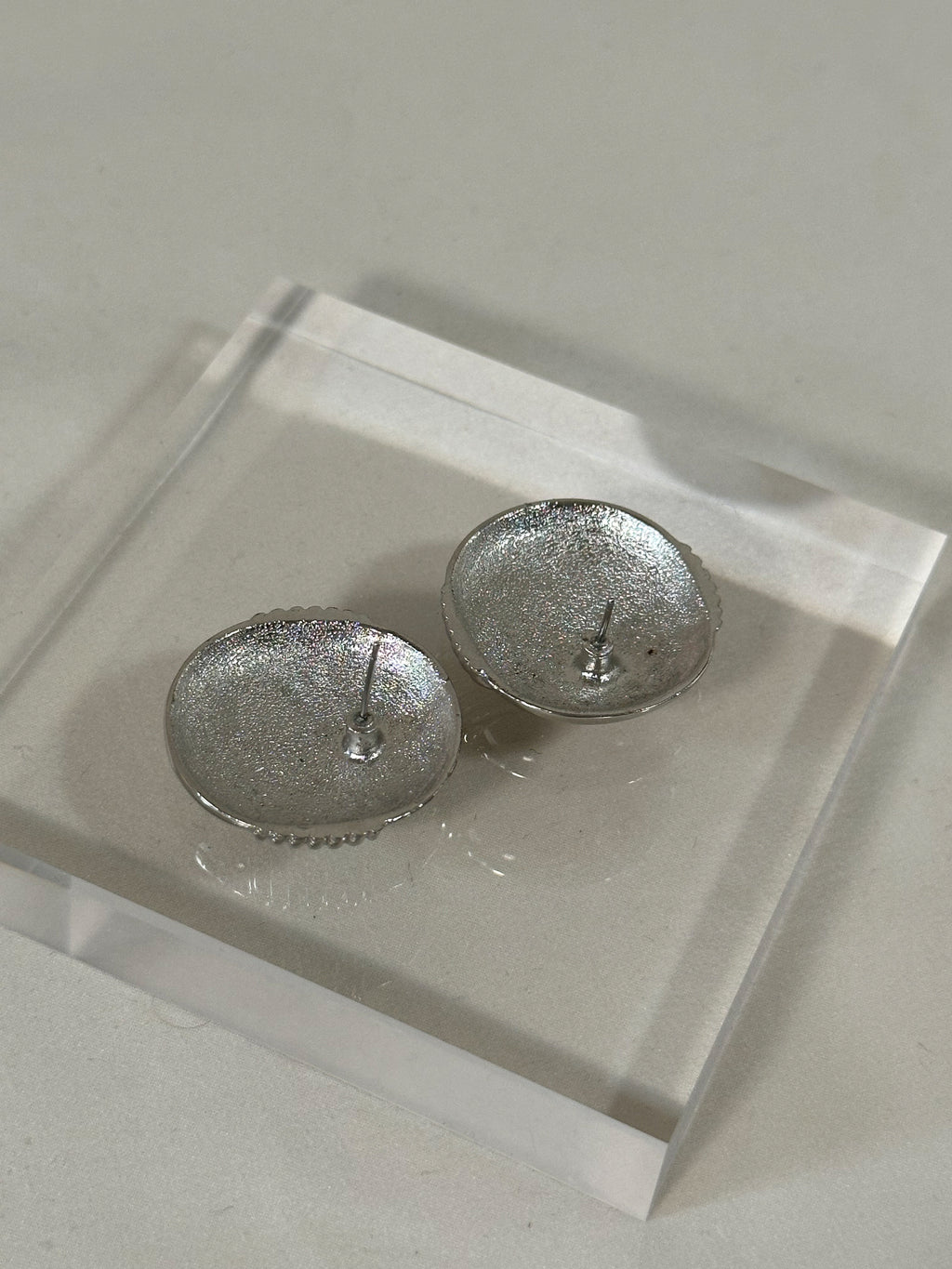 Silver Dome Chevron Stud Earrings