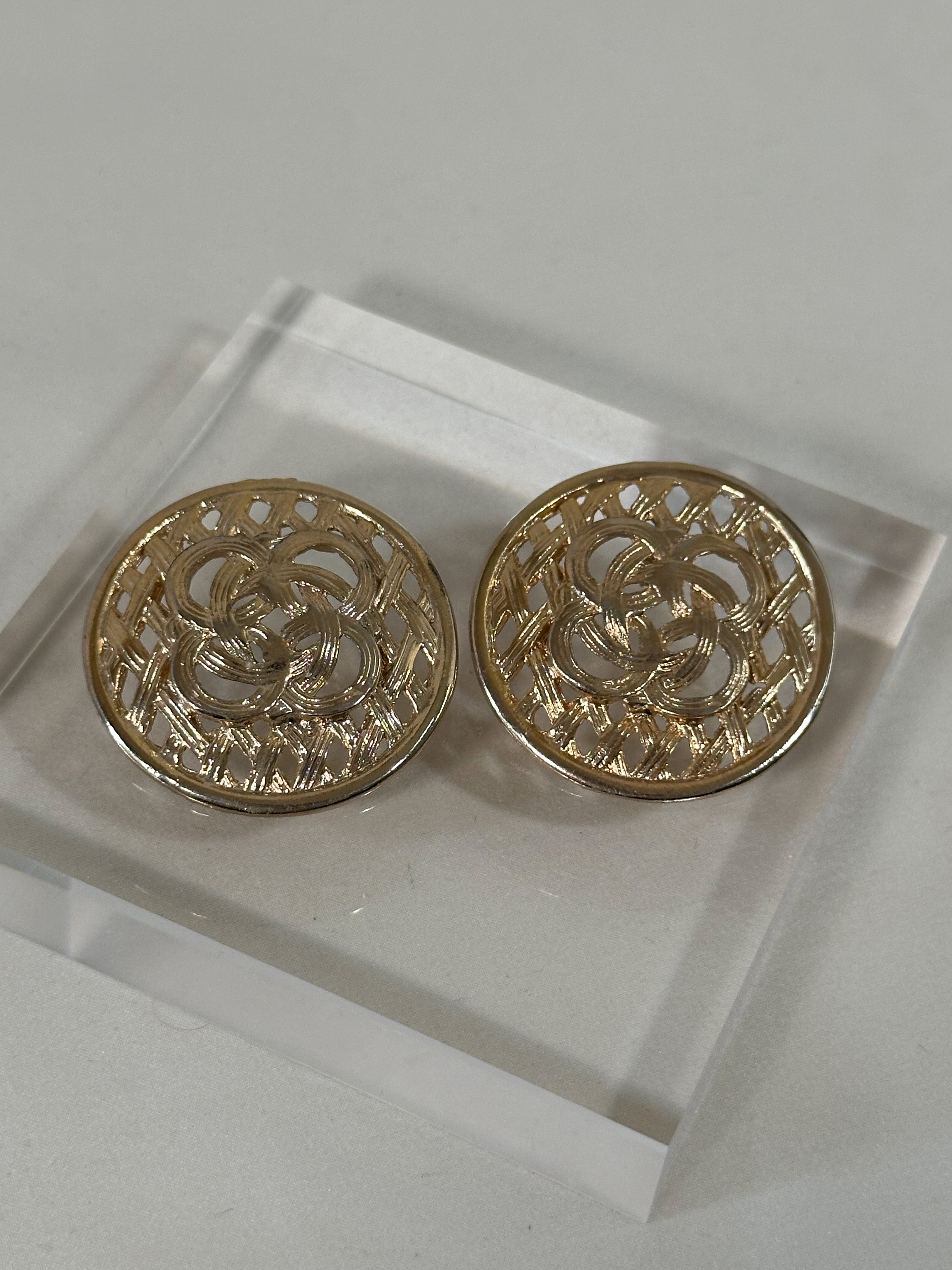 Gold Lattice Stud Earrings