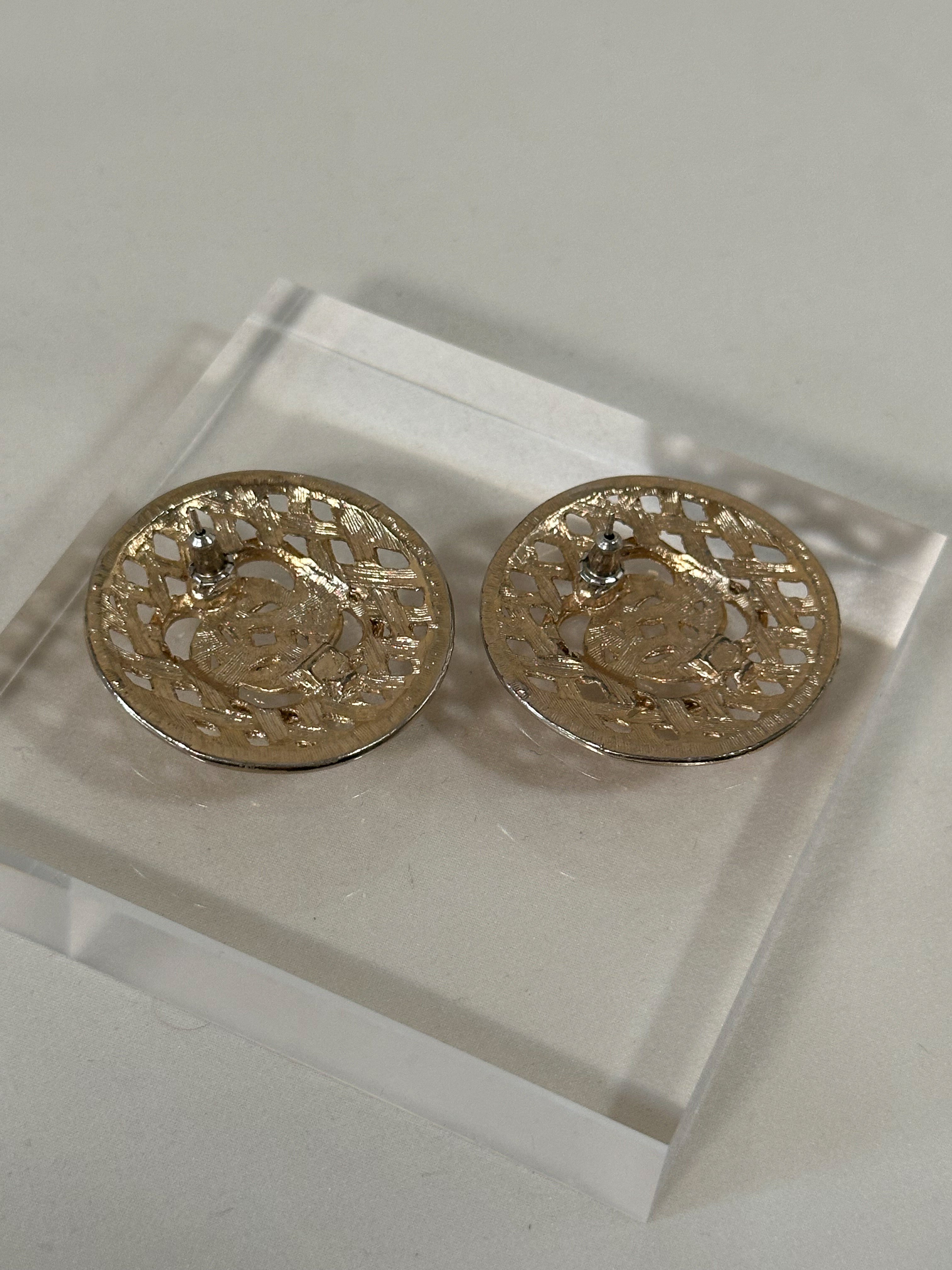 Gold Lattice Stud Earrings