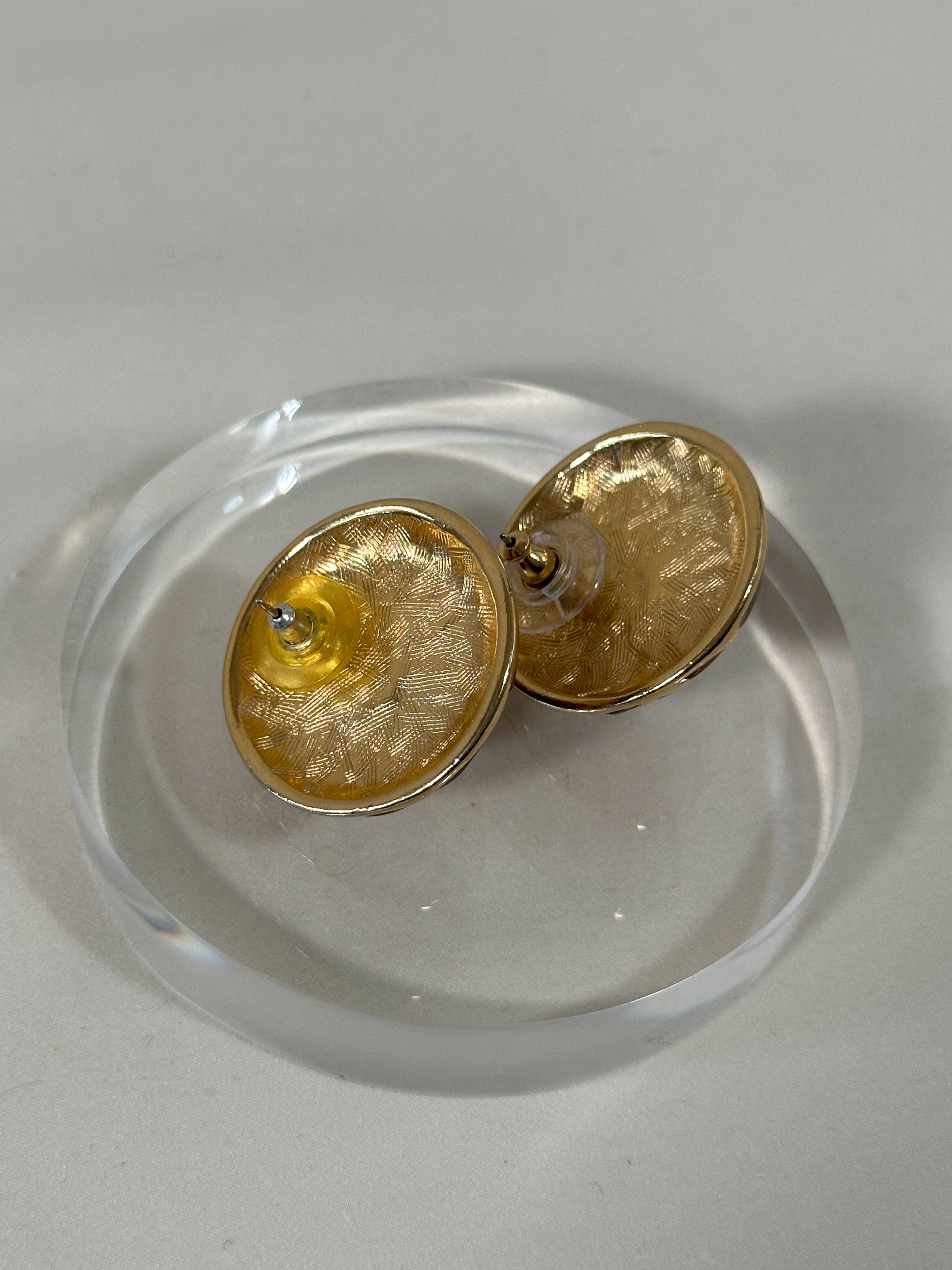 Amber Cabochon Gold-Tone Statement Studs