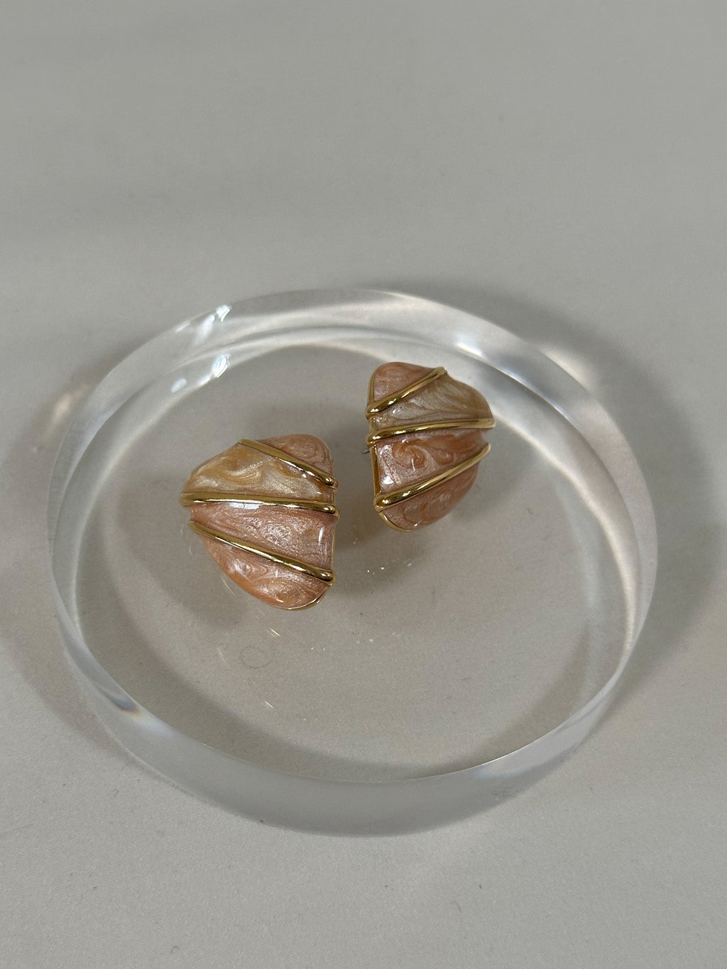 Monet Blush Marbled Gold-Wrap Stud Earrings
