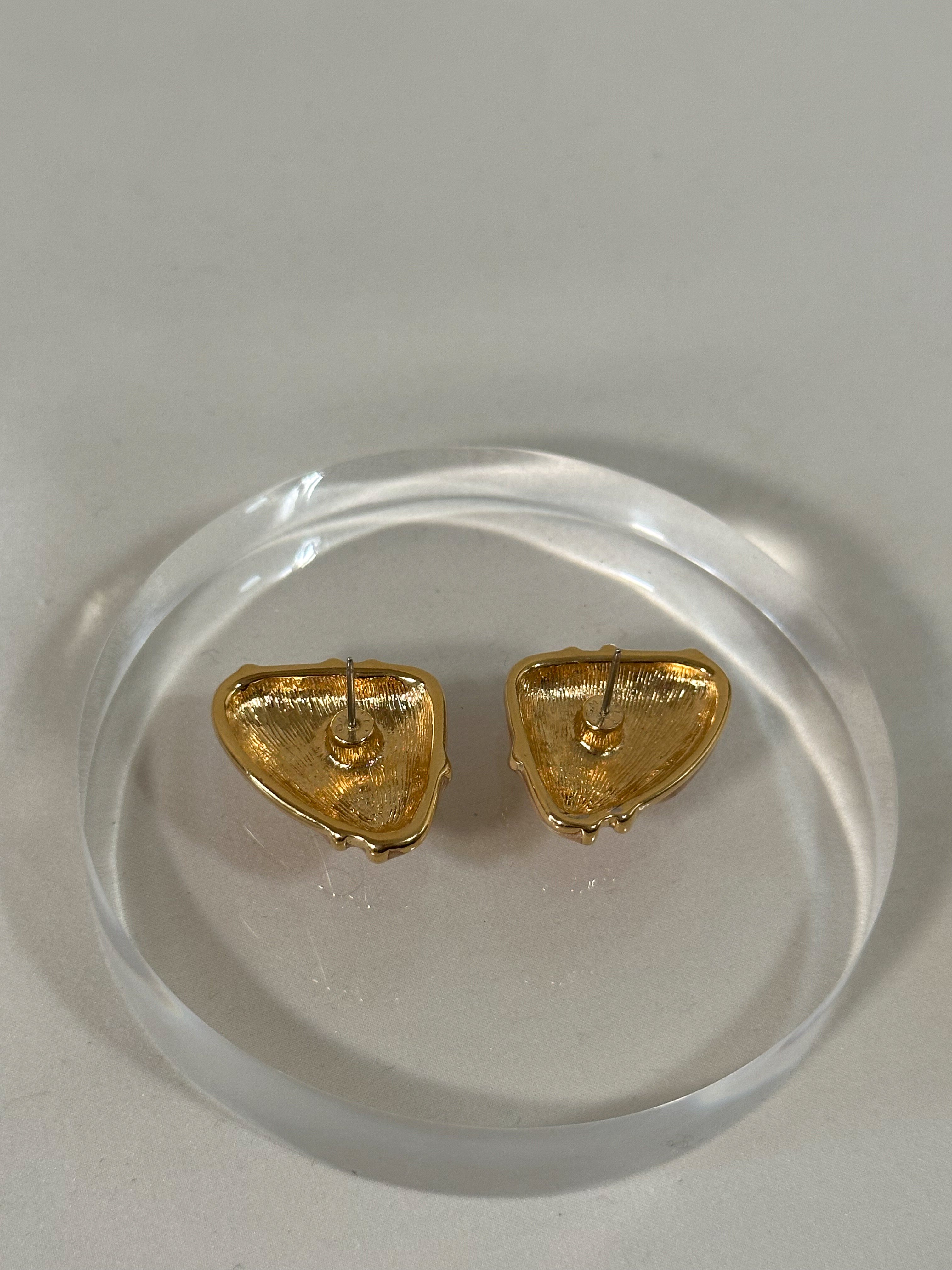 Monet Blush Marbled Gold-Wrap Stud Earrings