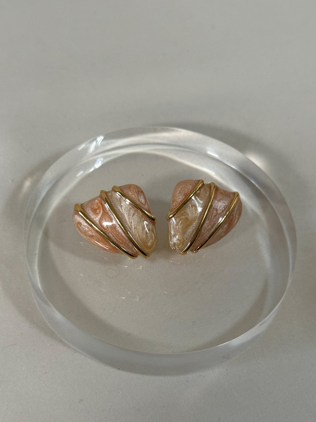 Monet Blush Marbled Gold-Wrap Stud Earrings