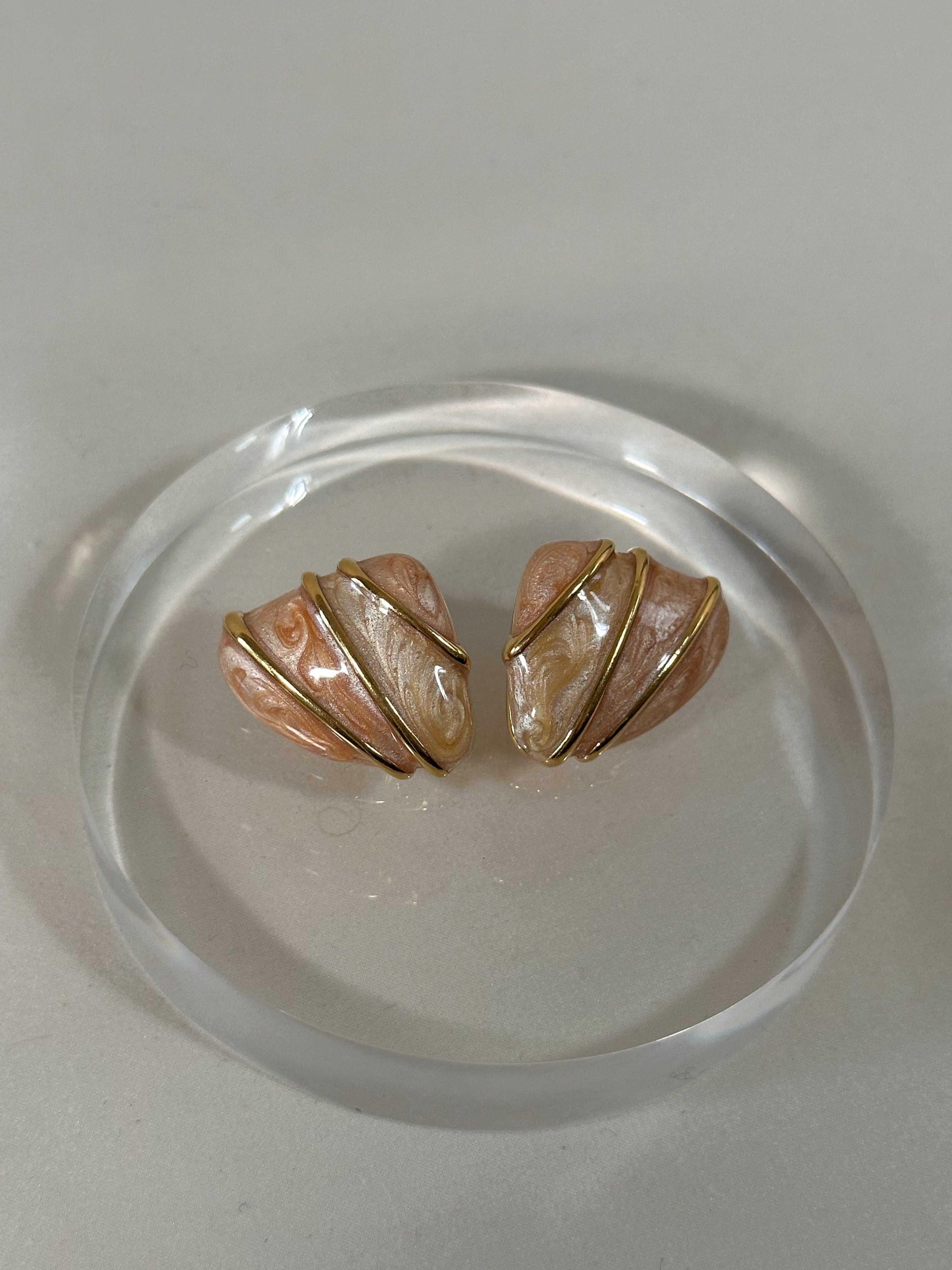 Monet Blush Marbled Gold-Wrap Stud Earrings
