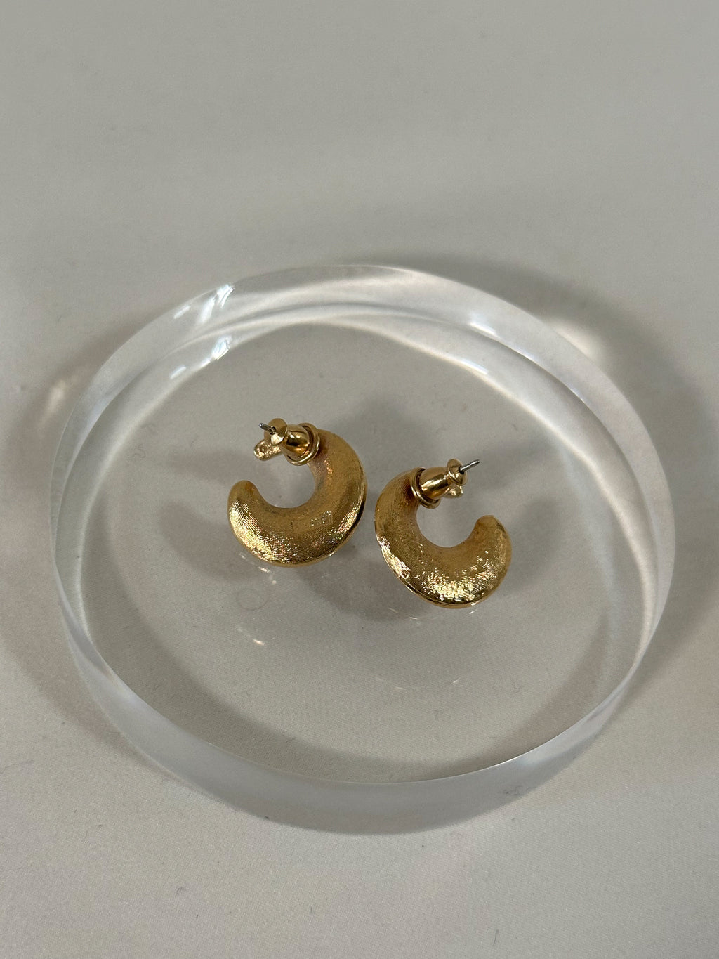 Monet Black Enamel Crescent Stud Earrings