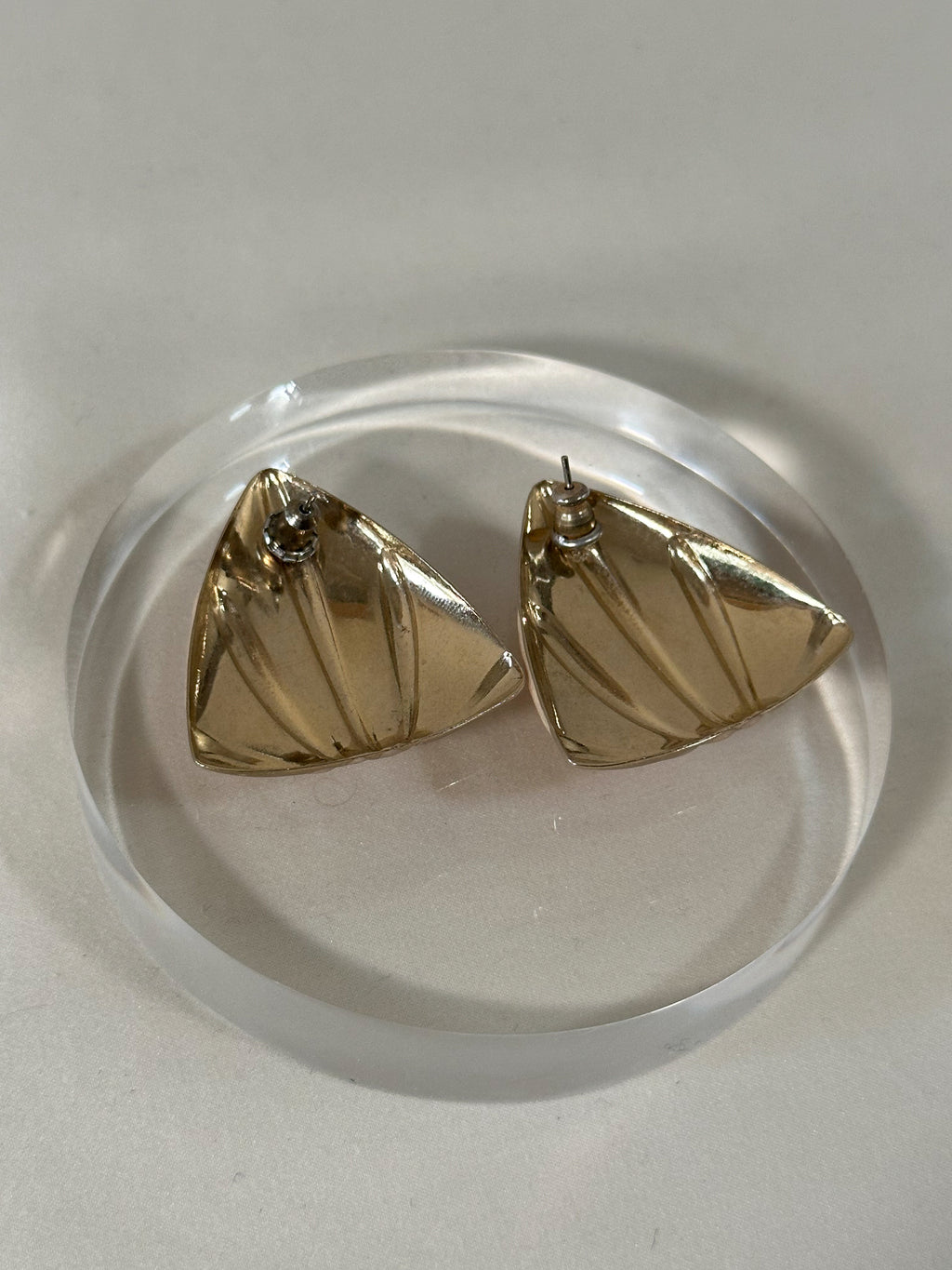 Peach Enamel Fan Stud Earrings