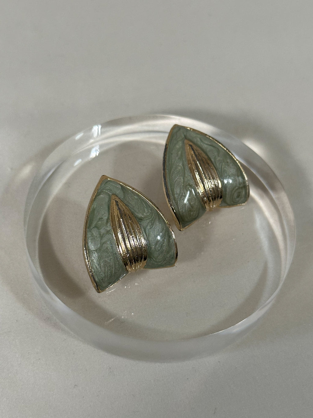 Sage & Gold Sculptural Statement Earrings