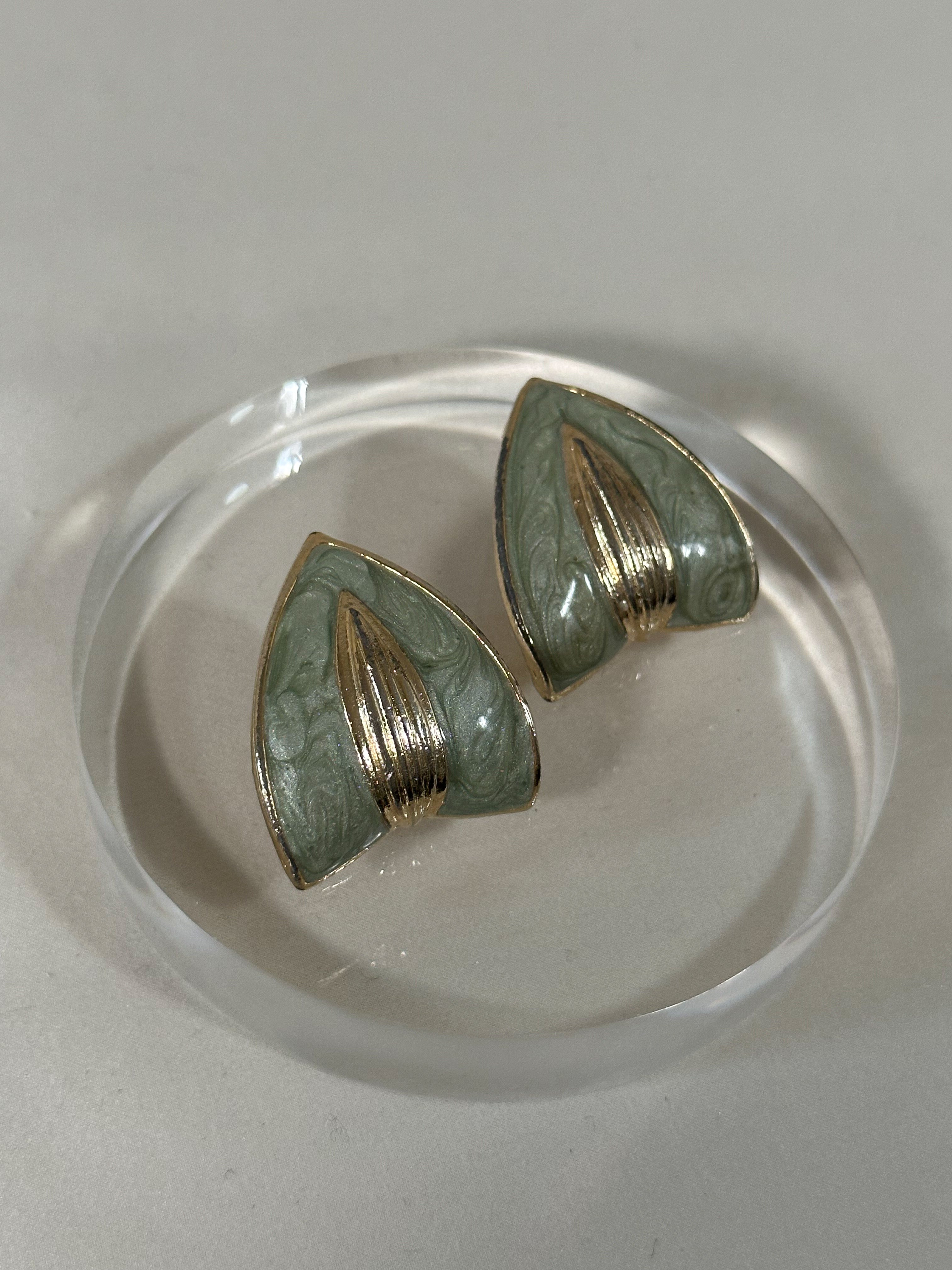 Sage & Gold Sculptural Statement Earrings