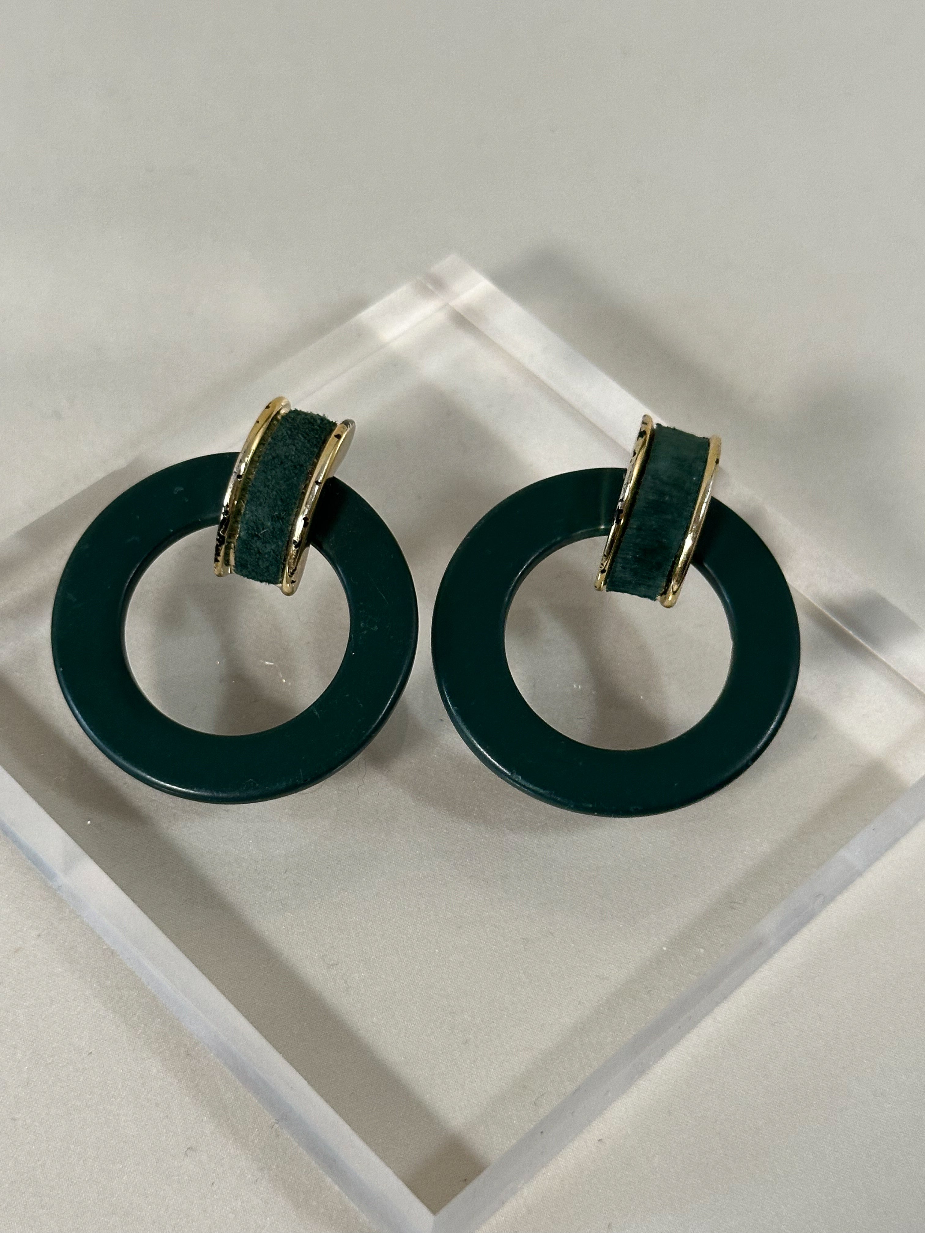 Emerald Suede & Resin Drop Earrings