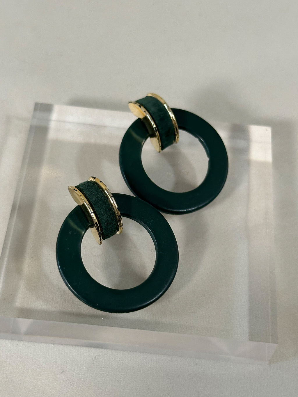 Emerald Suede & Resin Drop Earrings