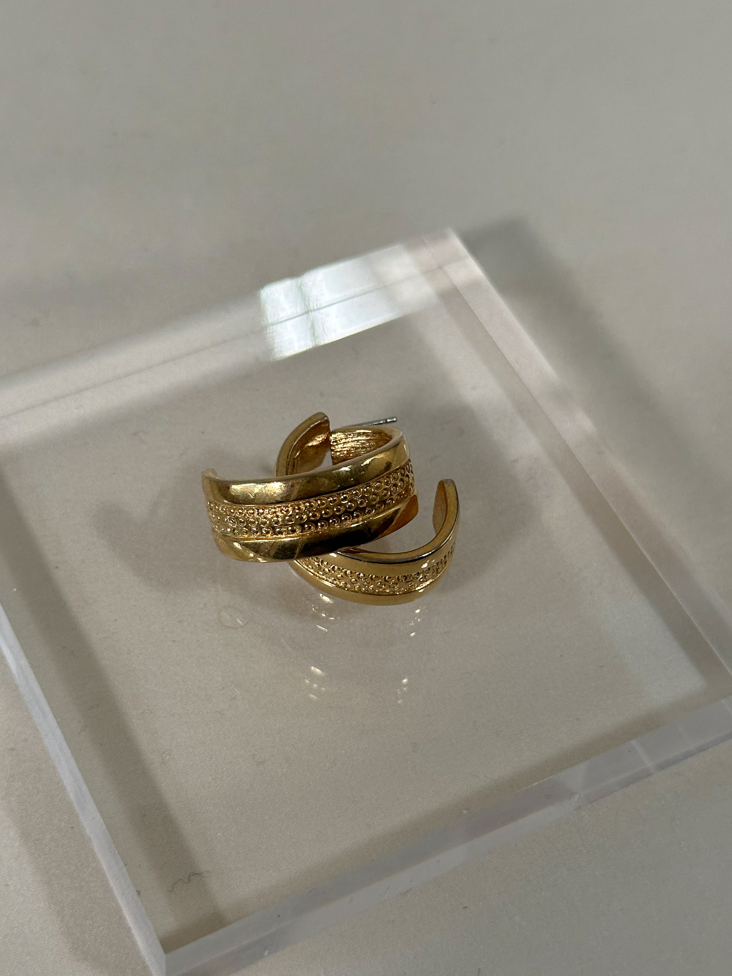 Monet Textured Gold Crescent Earrings