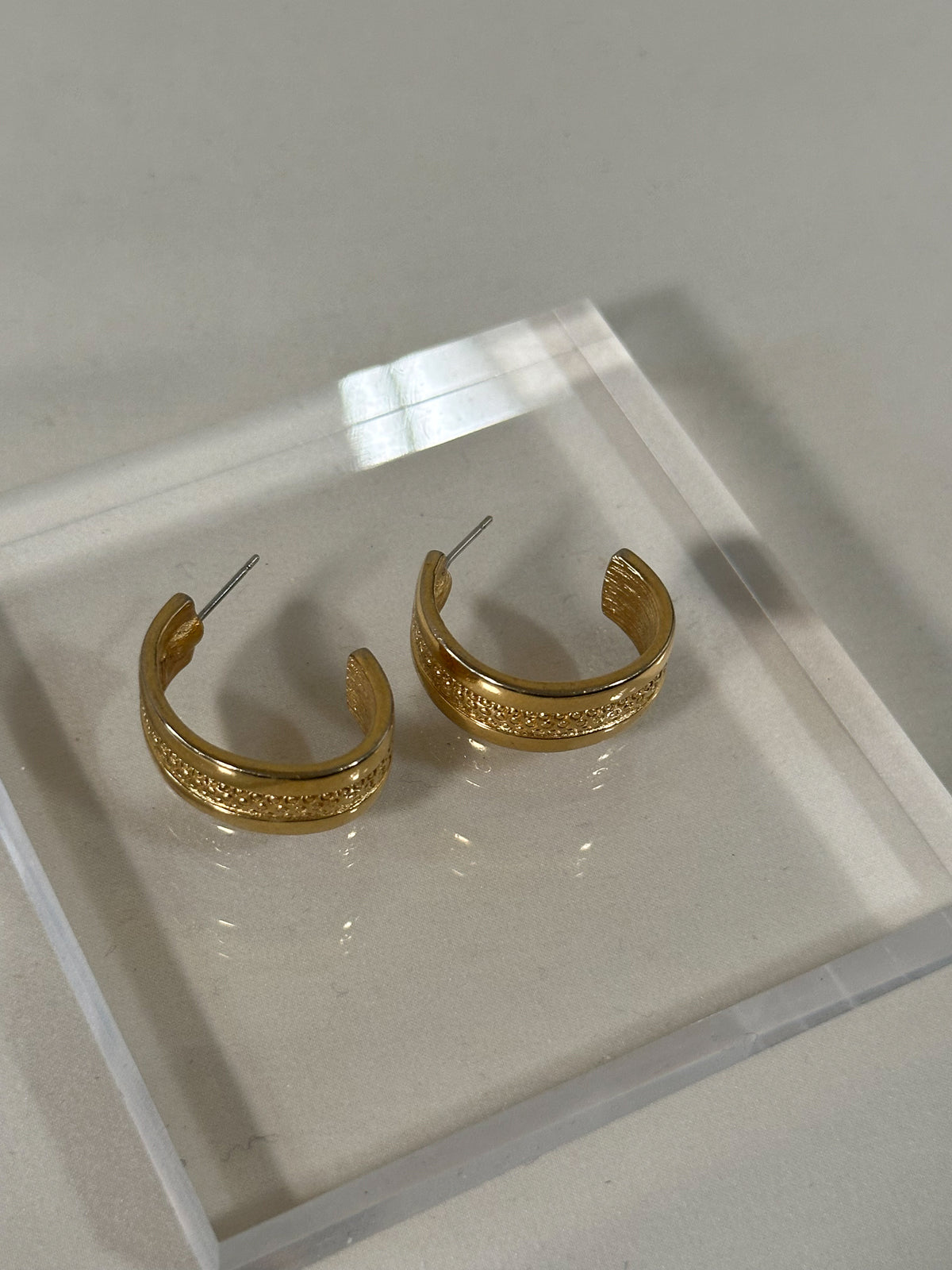 Monet Textured Gold Crescent Earrings