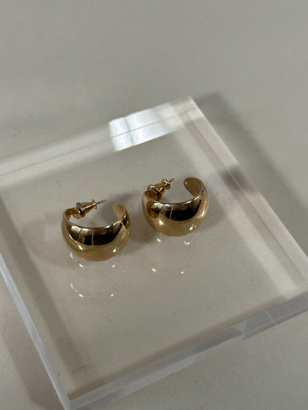 Polished Gold Half Hoop Earrings