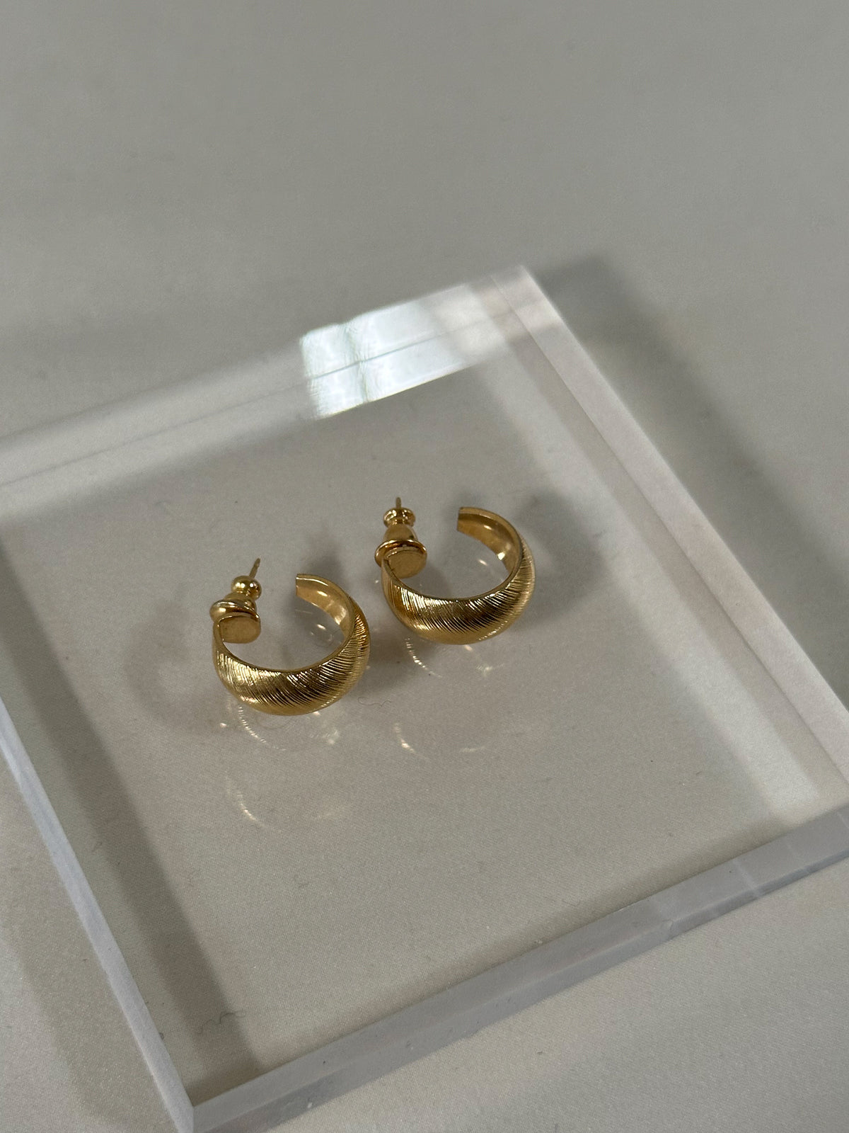 Monet Ribbed Gold Huggie Earrings