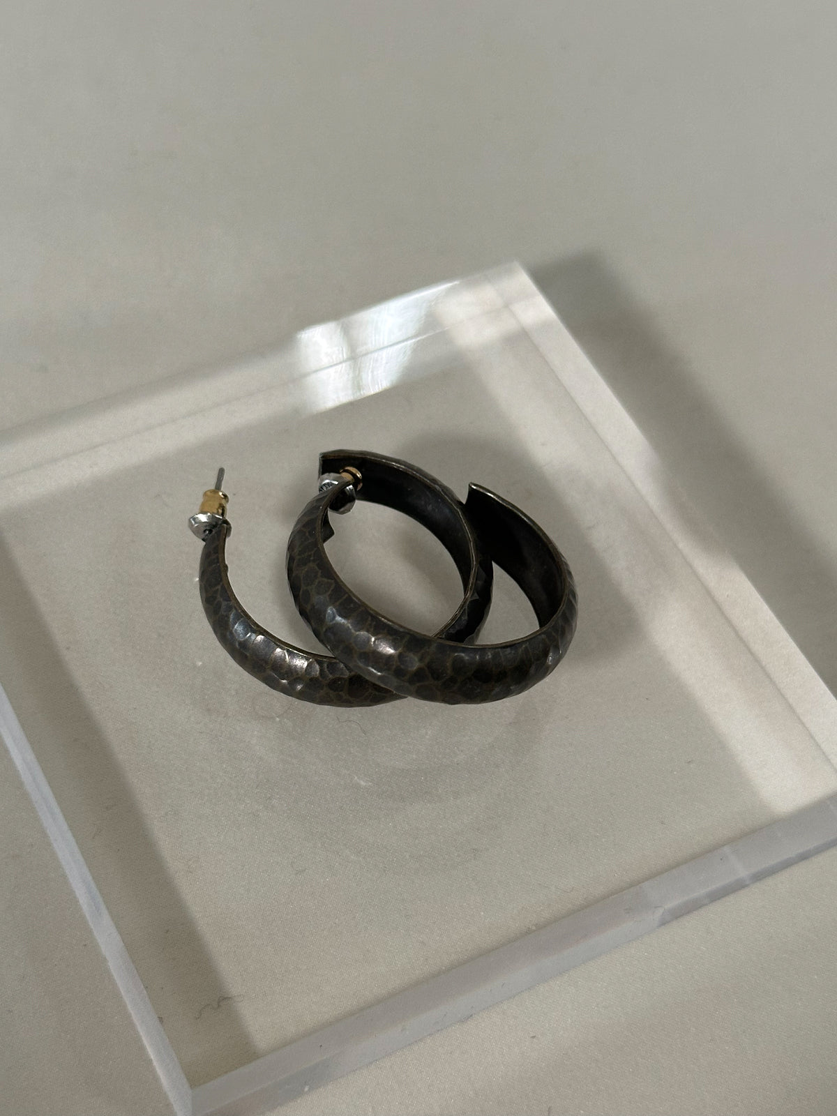 Hammered Gunmetal Hoop Earrings