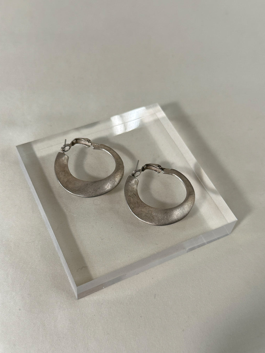 Sculptural Silver Patina Hoop Earrings
