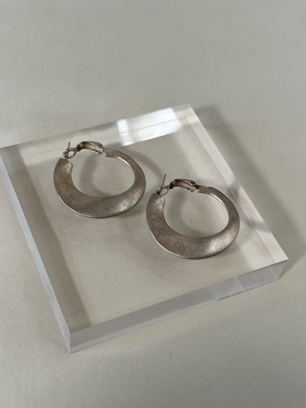 Sculptural Silver Patina Hoop Earrings