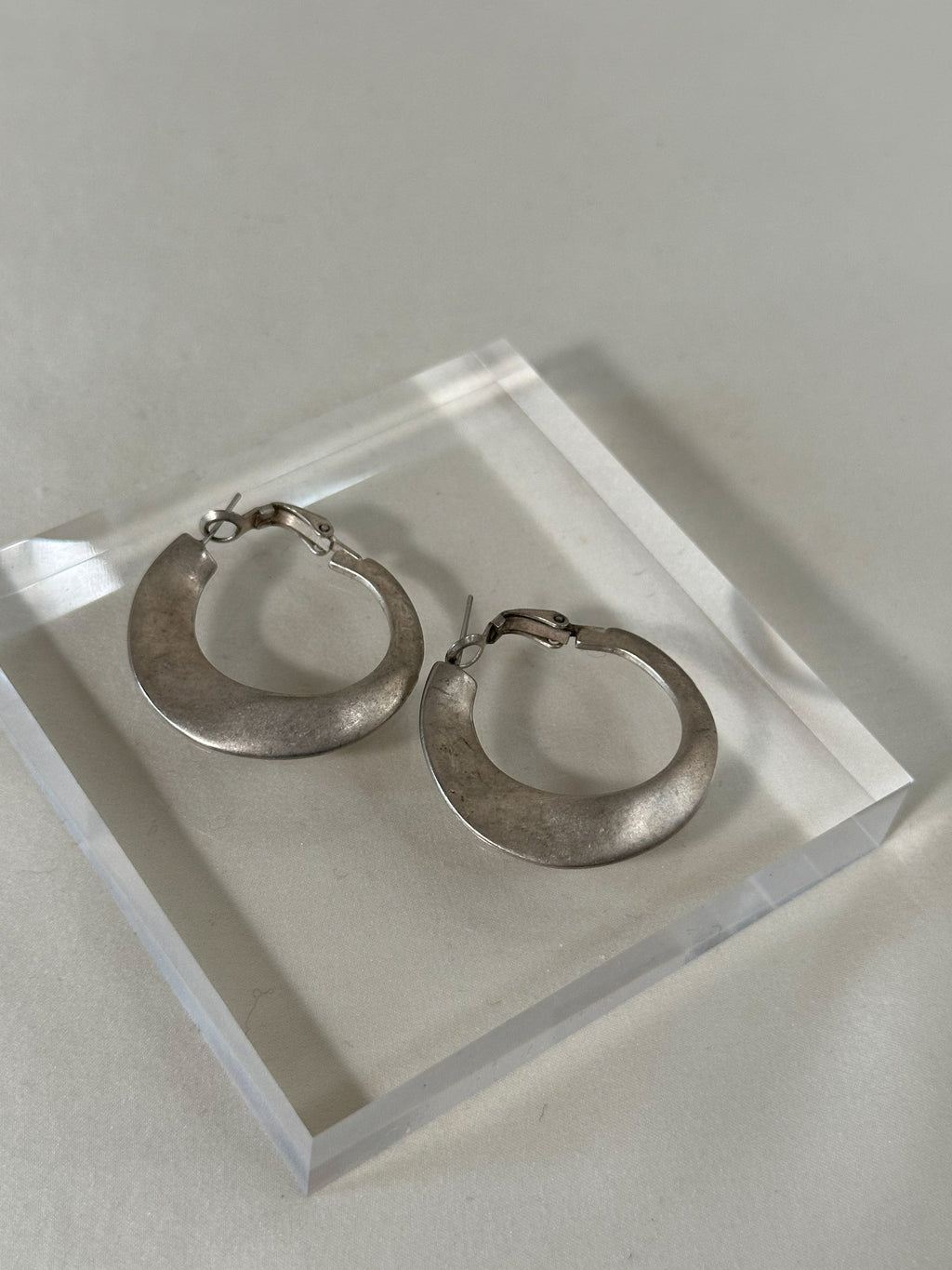 Sculptural Silver Patina Hoop Earrings