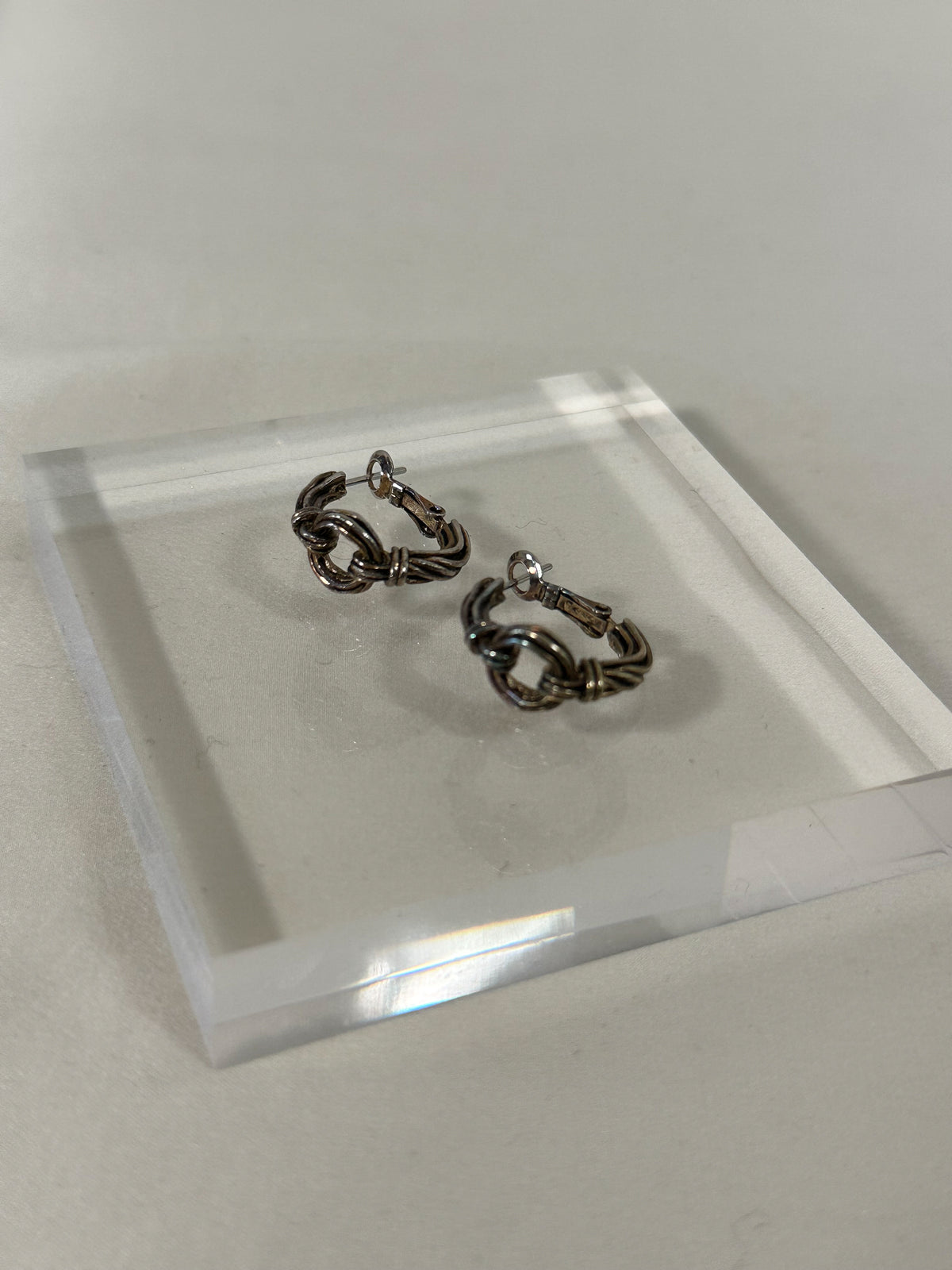 Silver-Tone Knot Hoop Earrings