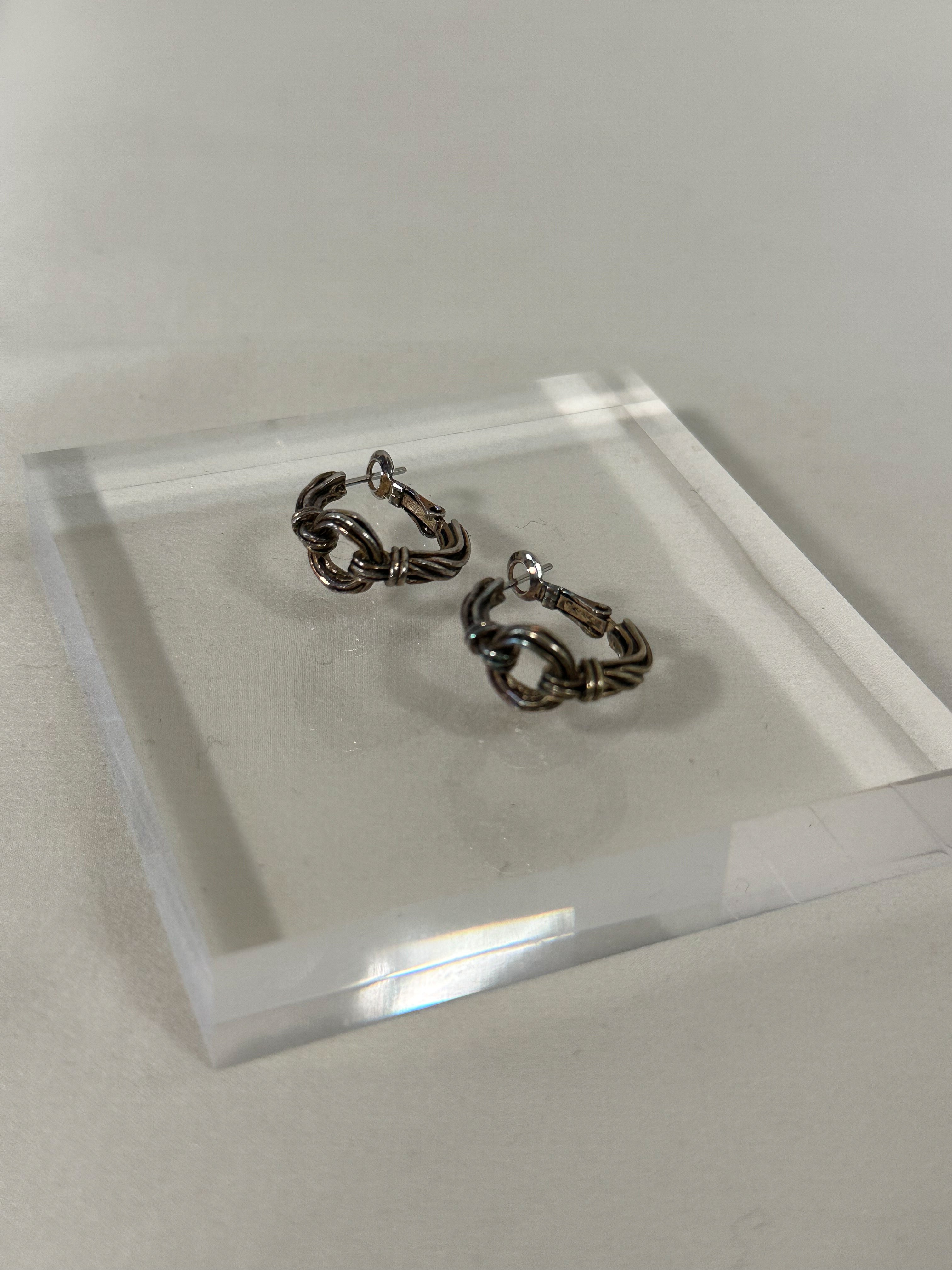 Silver-Tone Knot Hoop Earrings