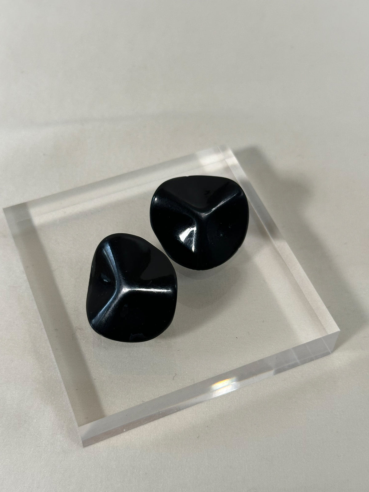 Black Sculpted Resin Statement Earrings